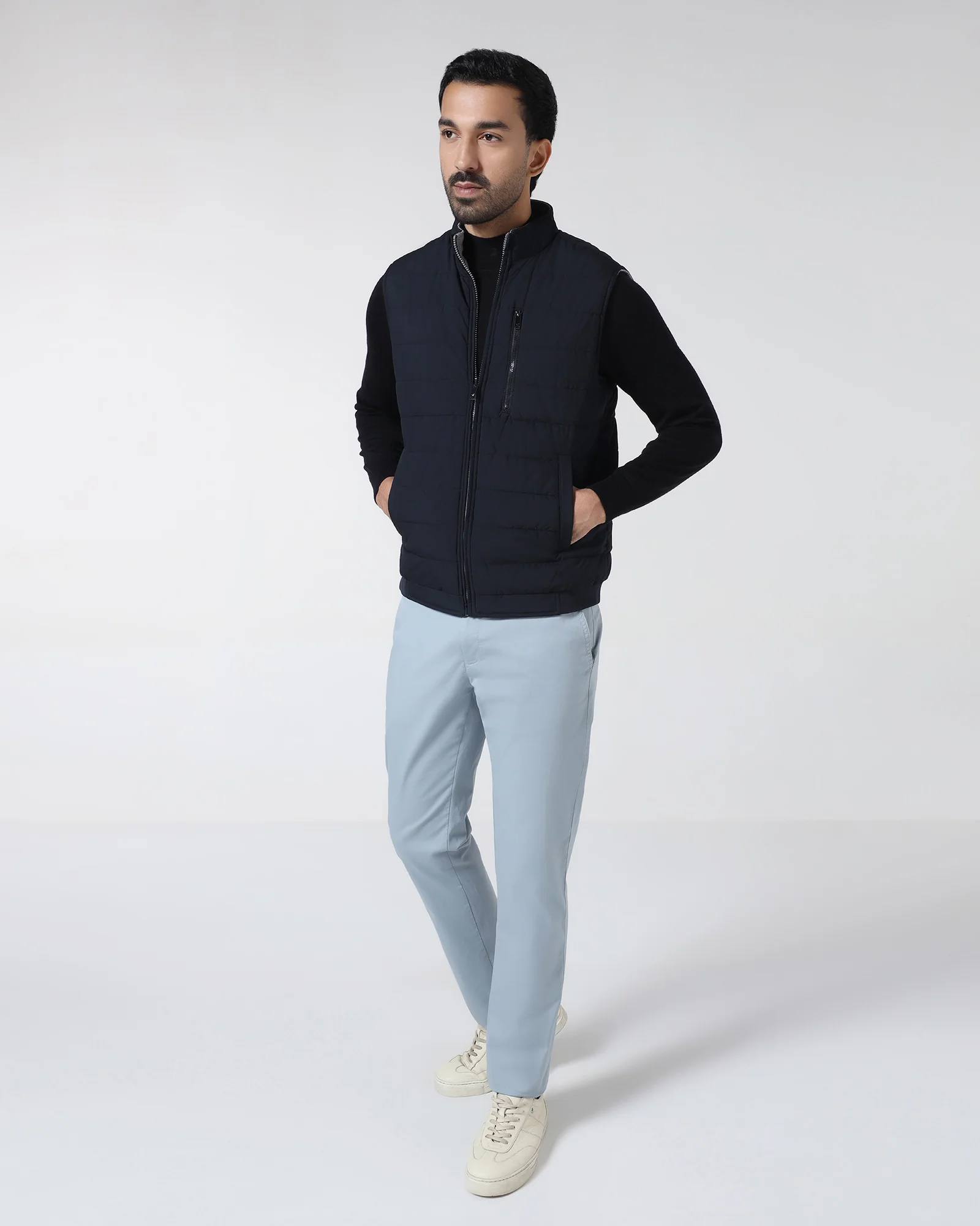 Navy Reversible Solid Zipper Jacket - Zietro - Image 6