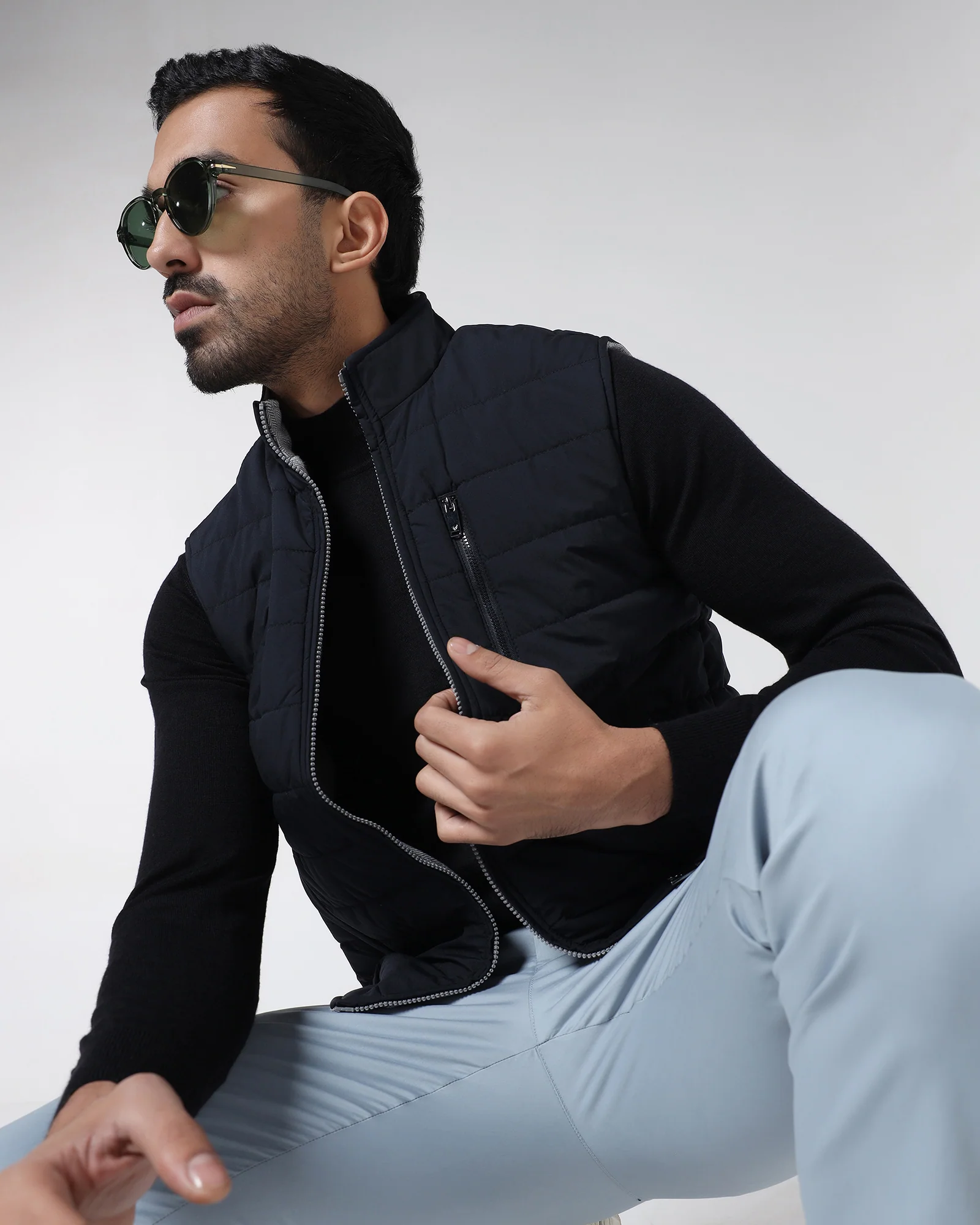 Navy Reversible Solid Zipper Jacket - Zietro - Image 8