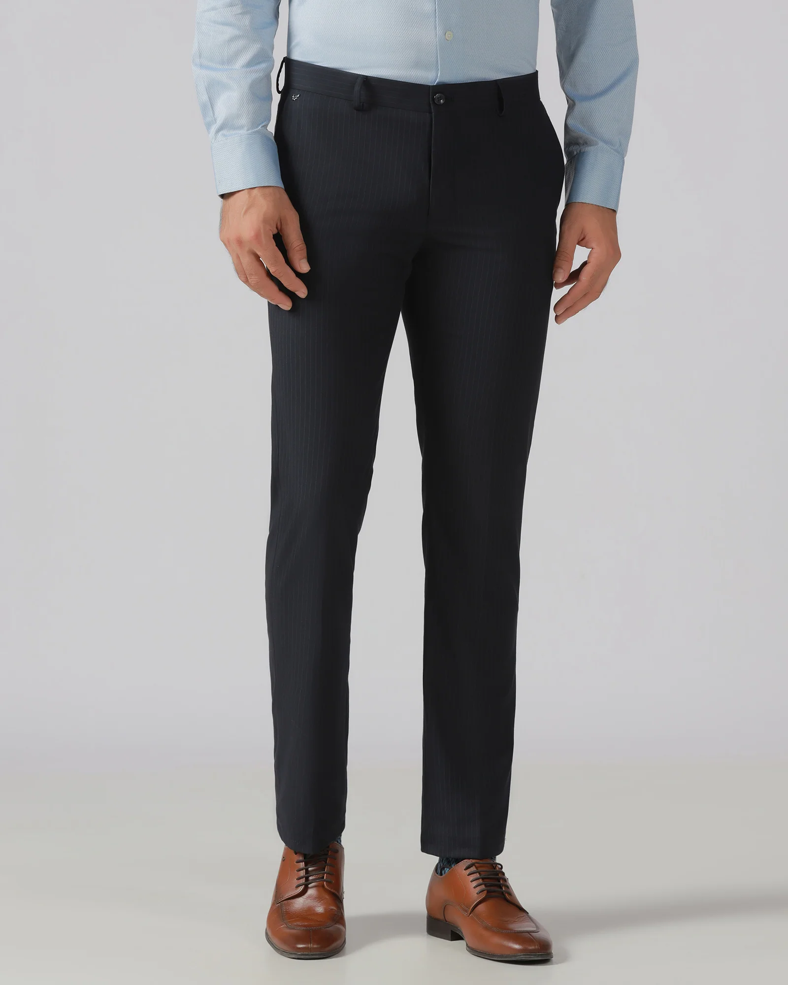 Navy Stripe Trouser - Merlot - Image 3