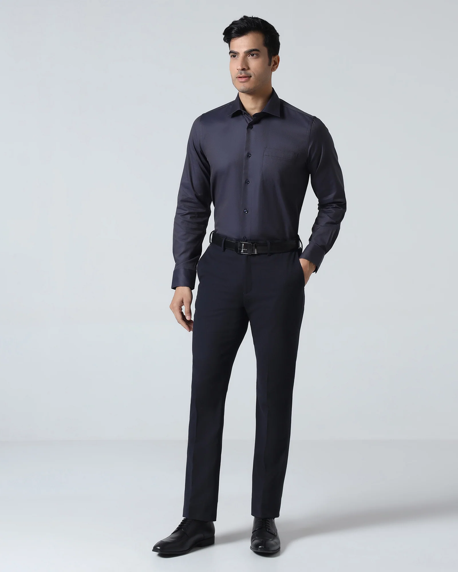 Navy Technowaist Textured Trouser - Billy