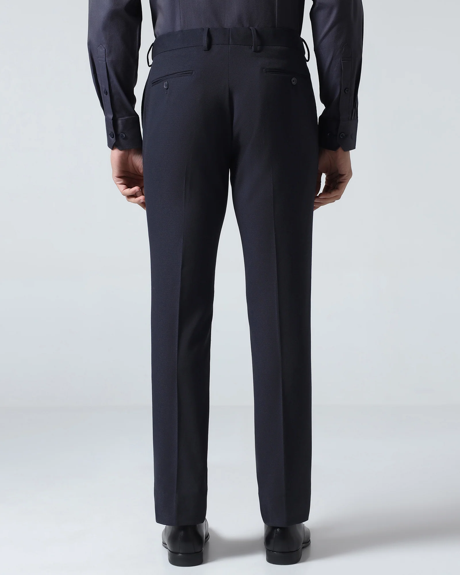 Navy Technowaist Textured Trouser - Billy - Image 2