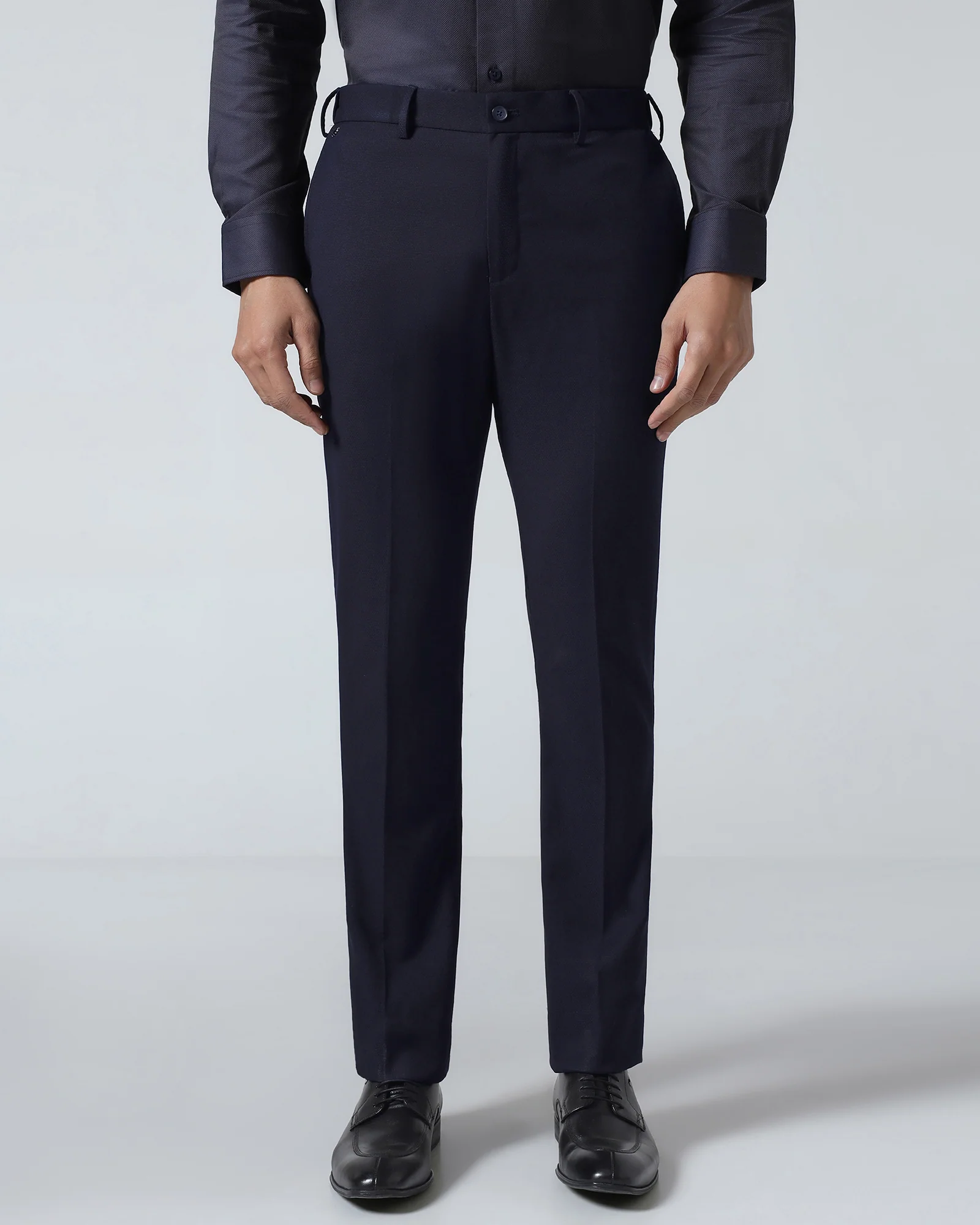 Navy Technowaist Textured Trouser - Billy - Image 3