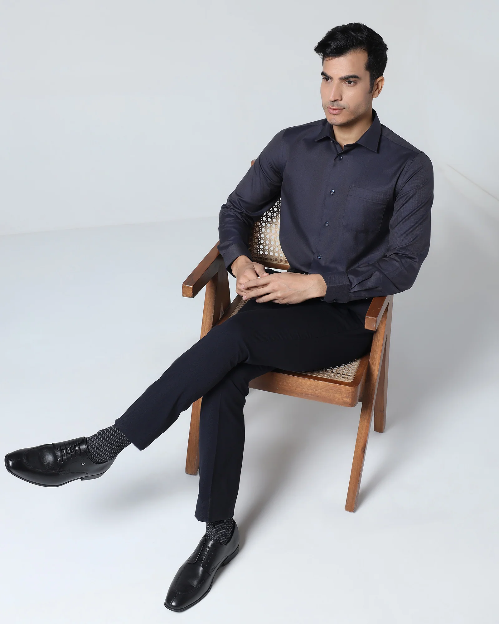 Navy Technowaist Textured Trouser - Billy - Image 5