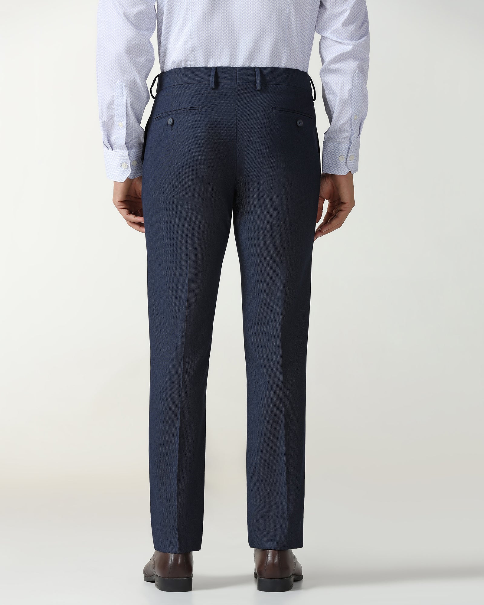 Navy Technowaist Textured Trouser - Hennessy - Image 2