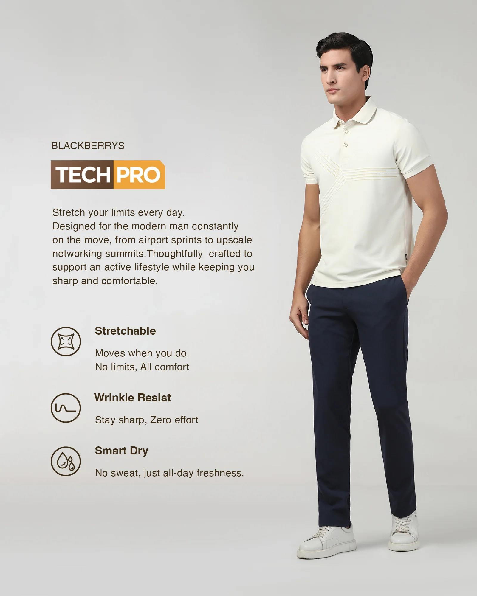Navy TechPro Solid Trouser - Ashley - Image 3