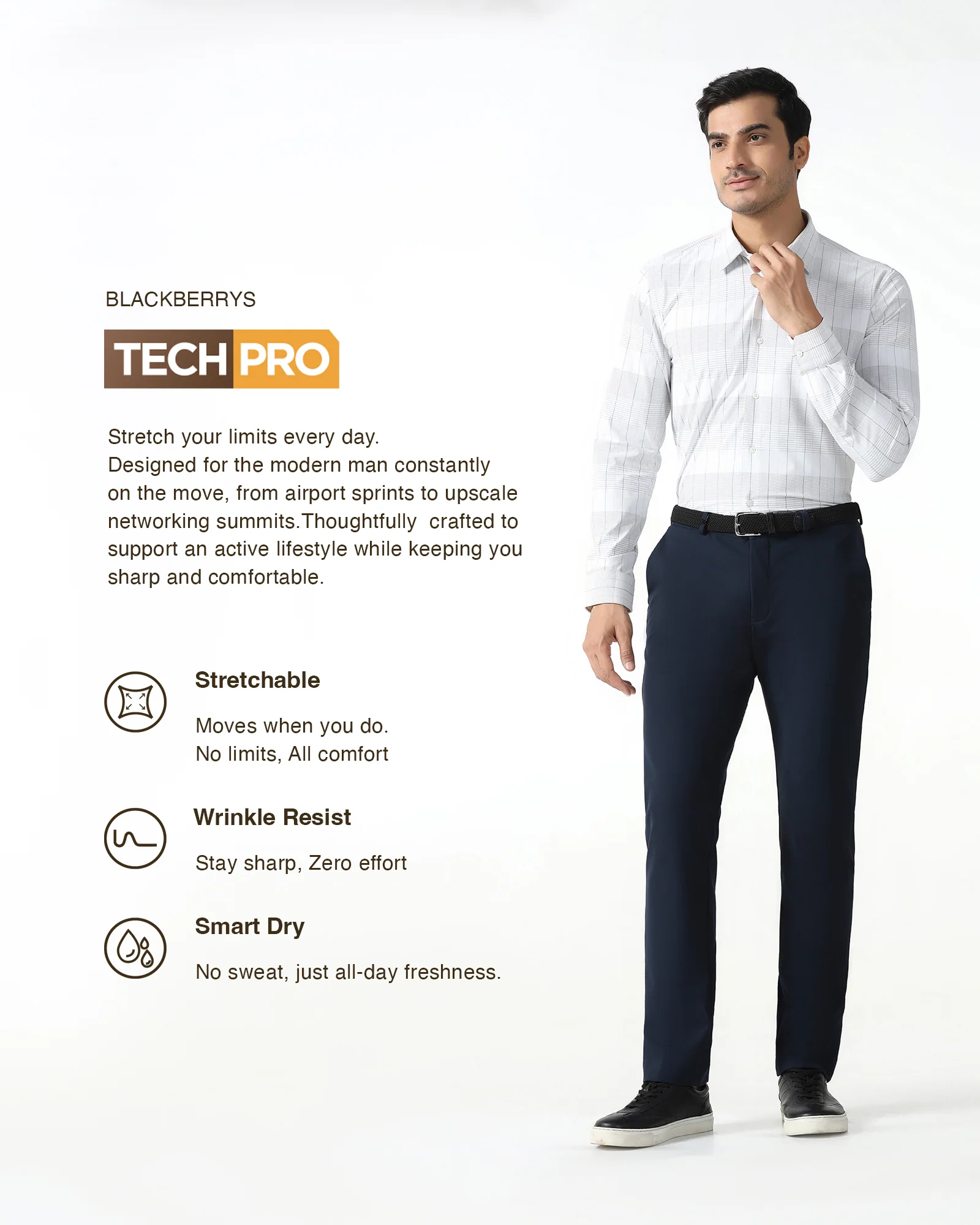 Navy TechPro Solid Trouser - Ashley - Image 3