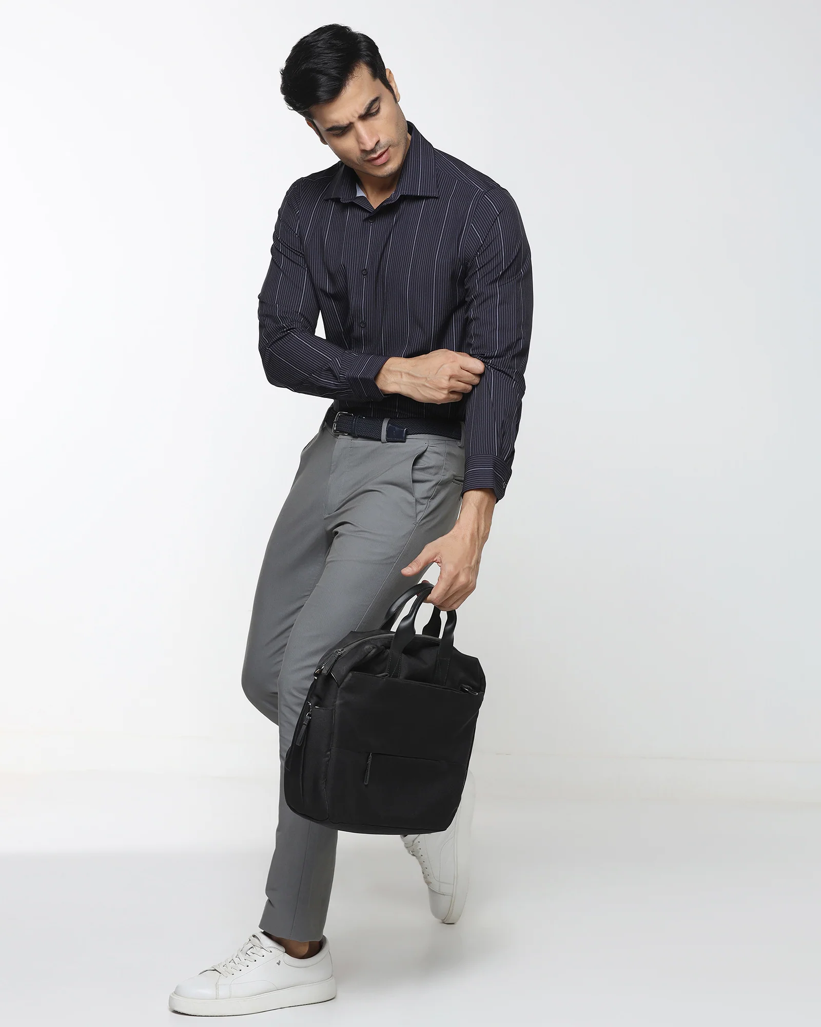 Navy TechPro Stripe Shirt - Grill - Image 7