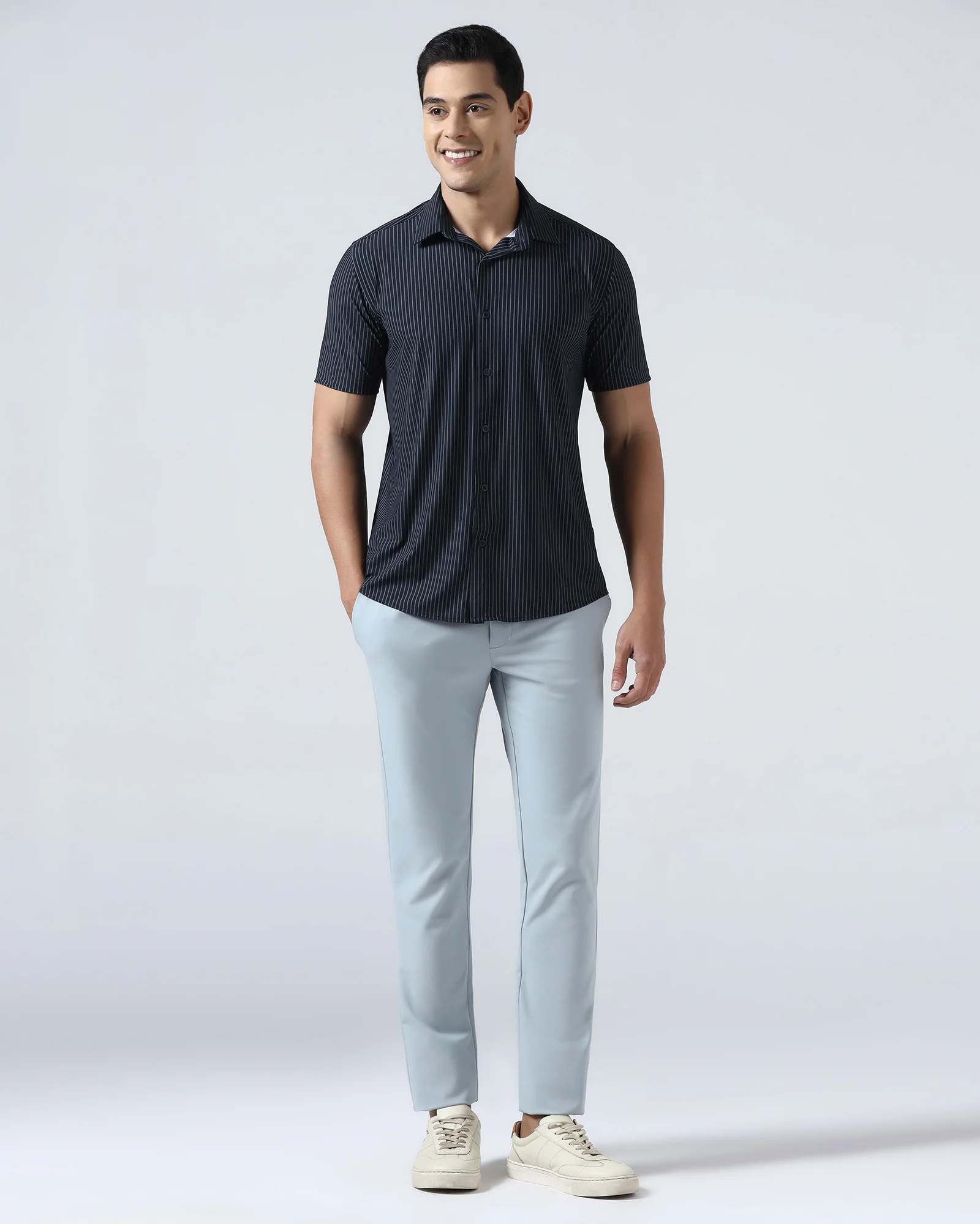 Navy Half Sleeve TechPro Stripe Shirt - Inertia - Image 3