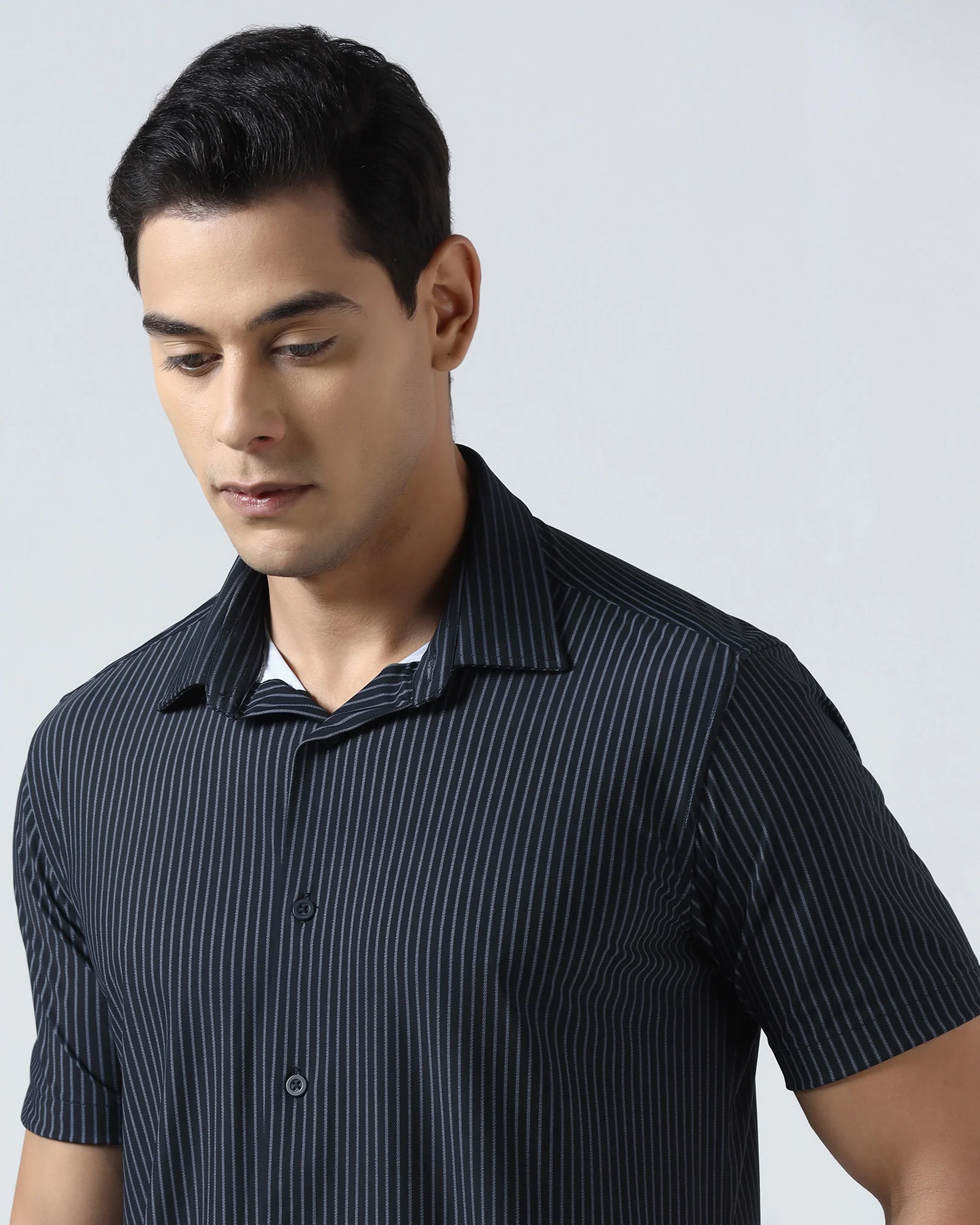 Navy Half Sleeve TechPro Stripe Shirt - Inertia - Image 4