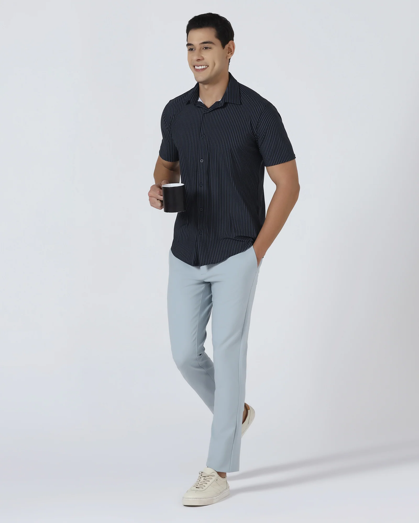 Navy Half Sleeve TechPro Stripe Shirt - Inertia - Image 7