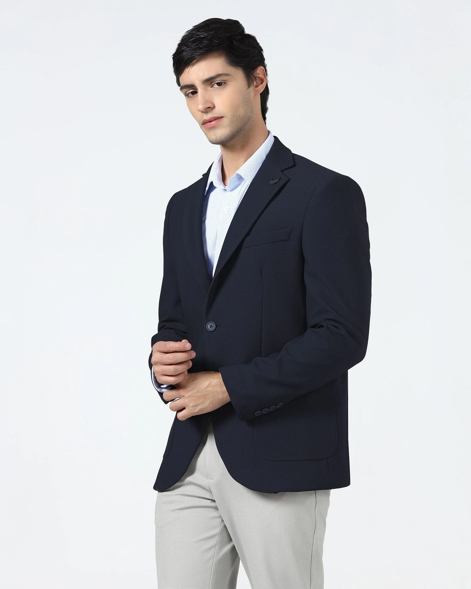 Navy TechPro Textured Blazer - Rodrygo - Image 8