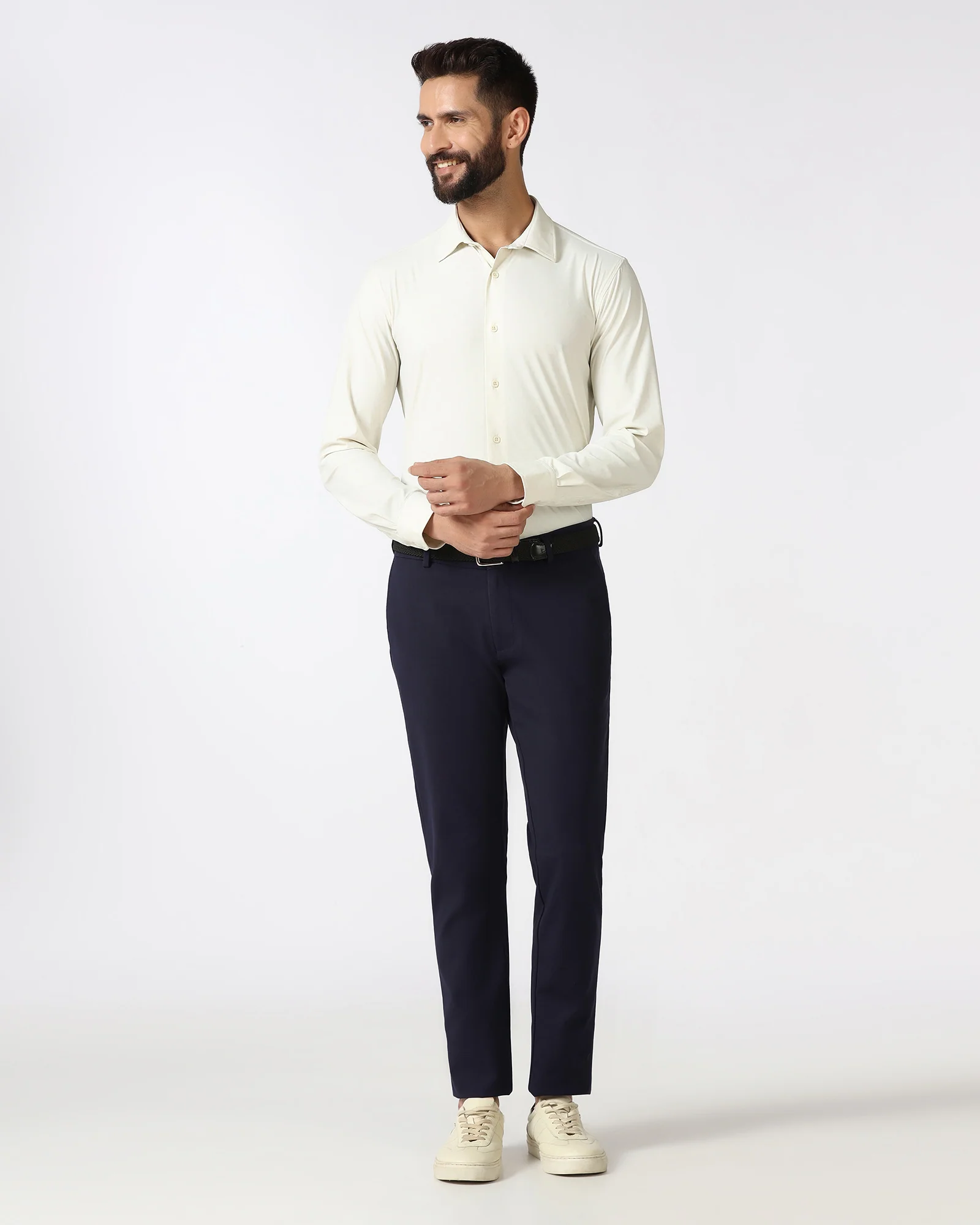Navy TechPro Textured Khakis - Sandy