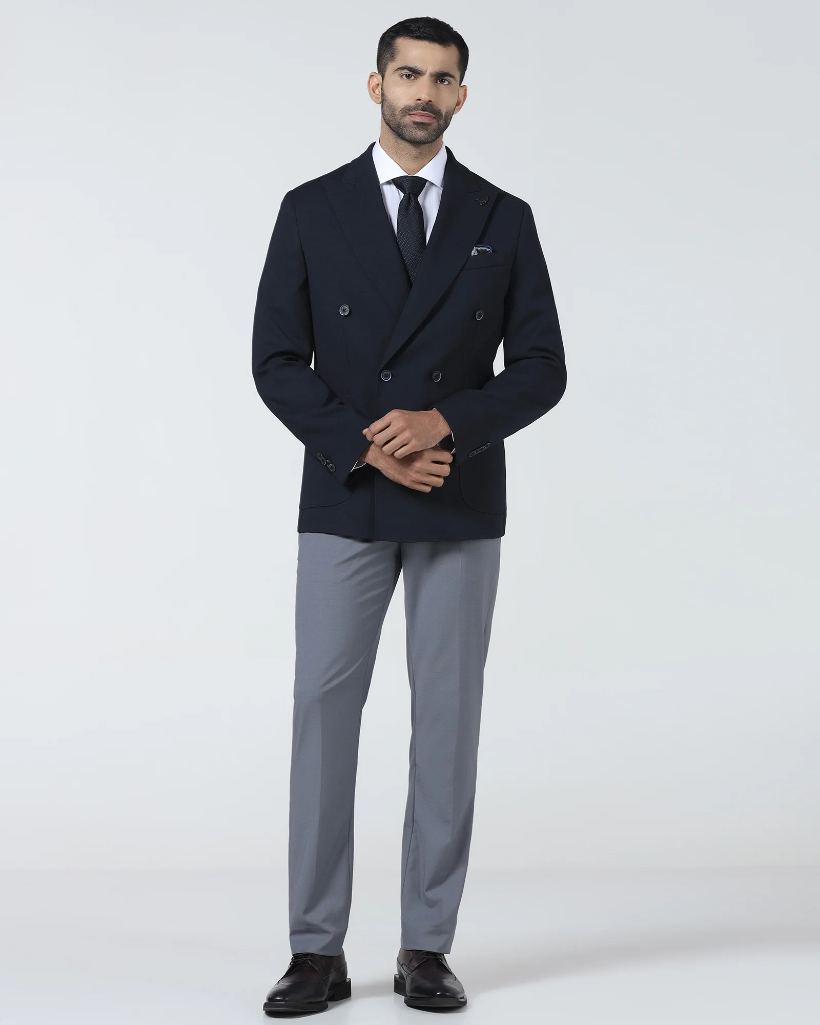 Navy Textured Blazer - Denzel - Image 3