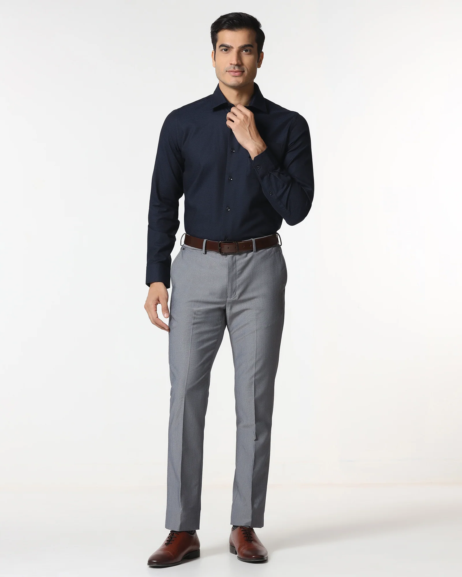Navy Textured Shirt - Robin - Image 3