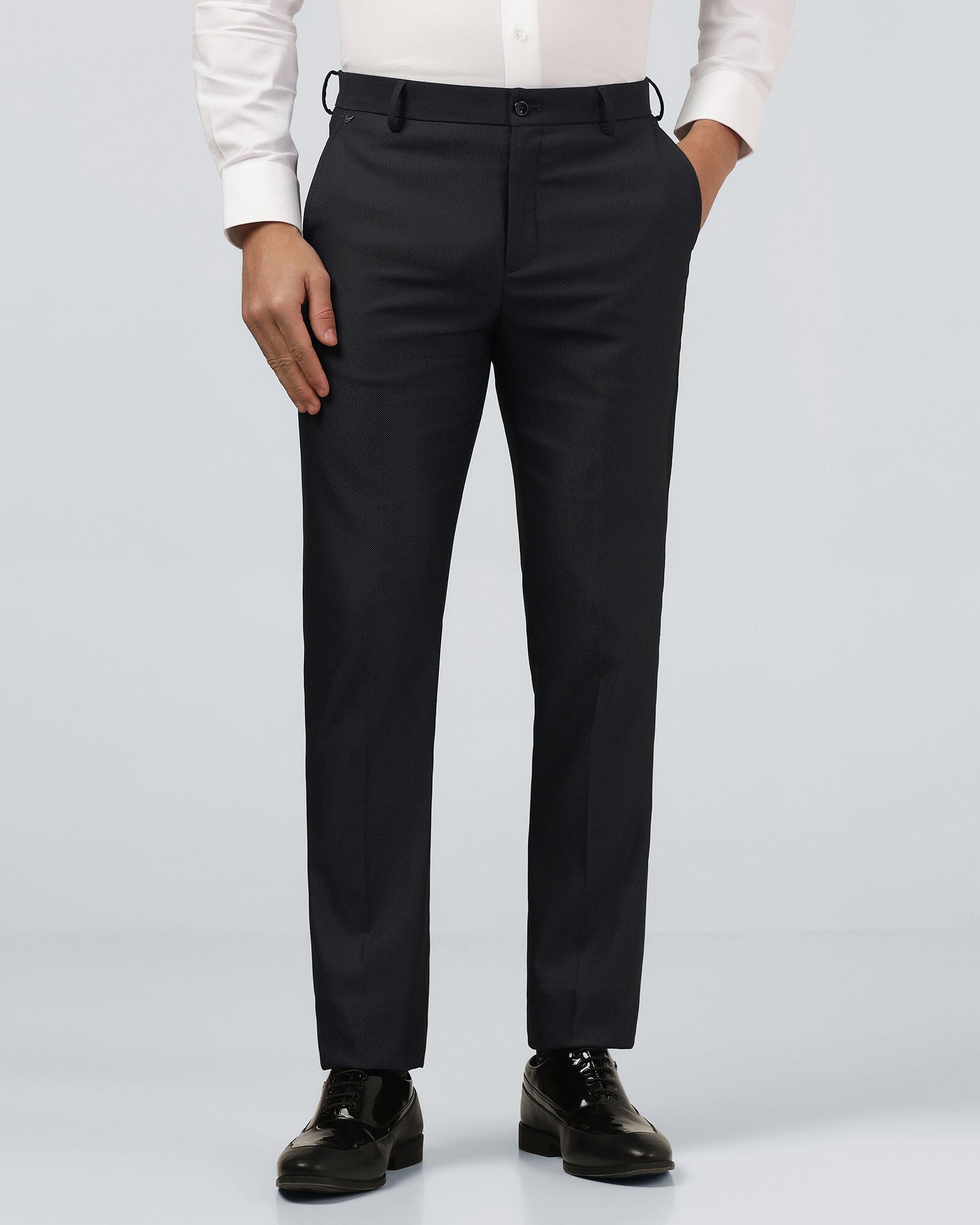 Navy Textured Trouser - Alan - Image 3