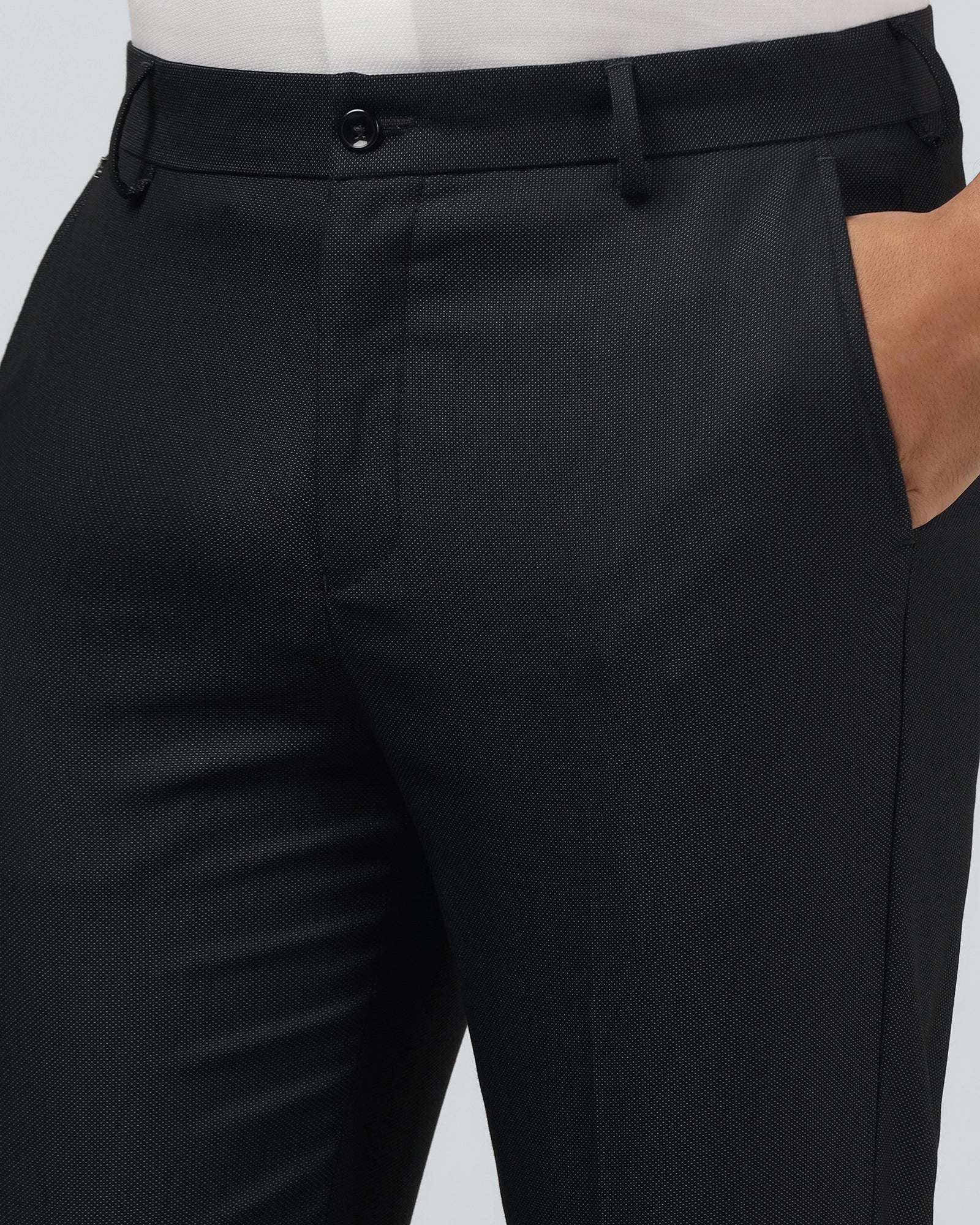 Navy Textured Trouser - Alan - Image 4