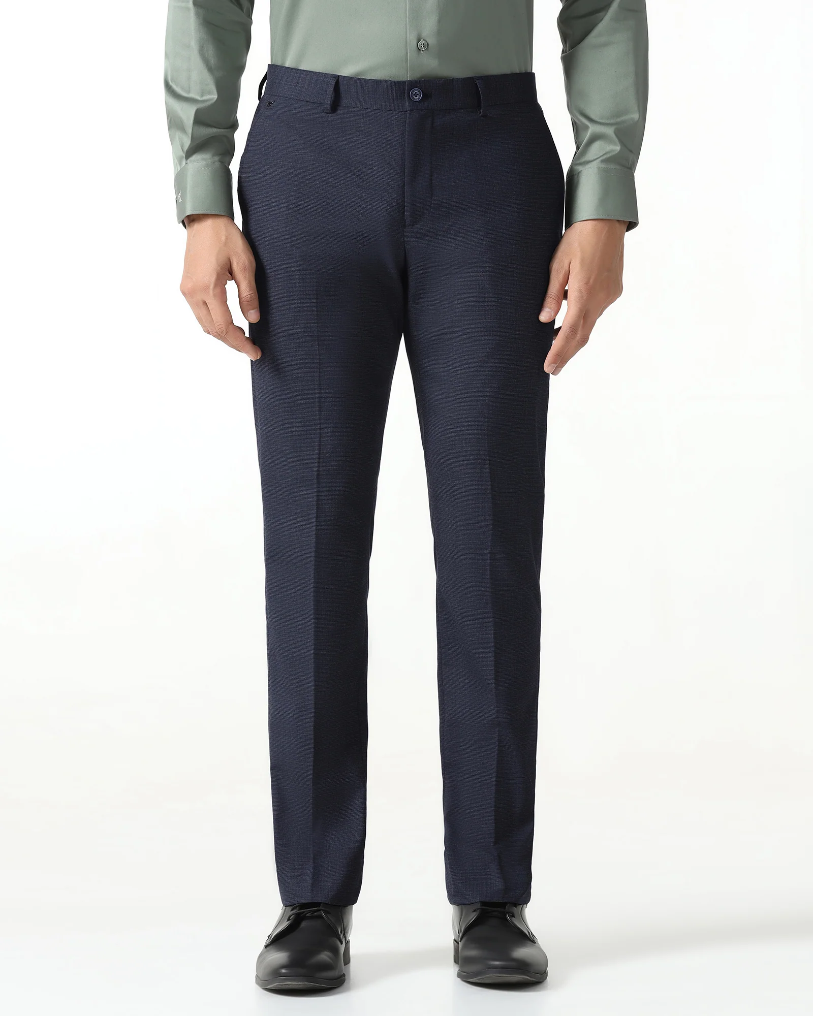 Navy Textured Trouser - Barrel - Image 3