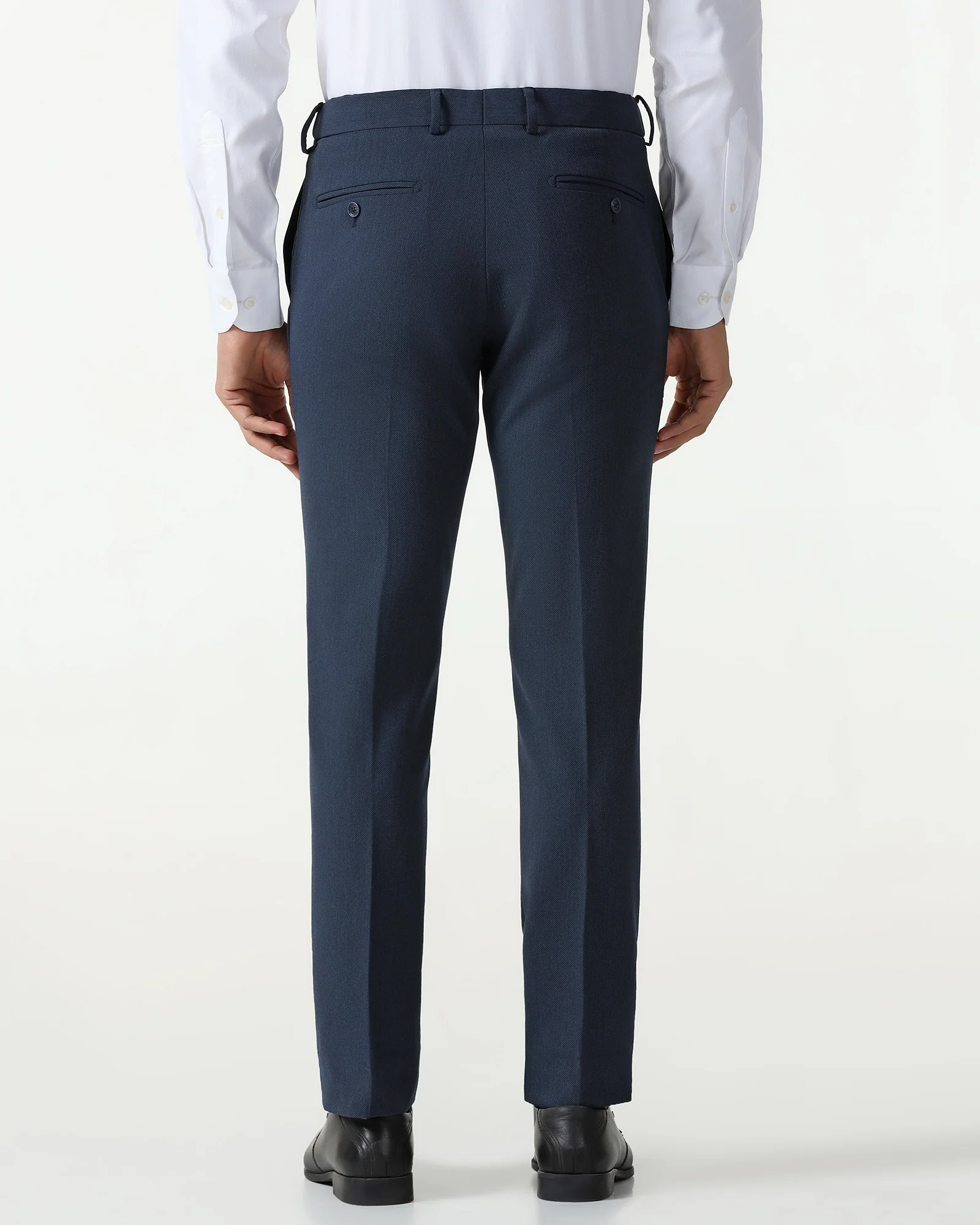 Navy Textured Trouser - Chivas - Image 2