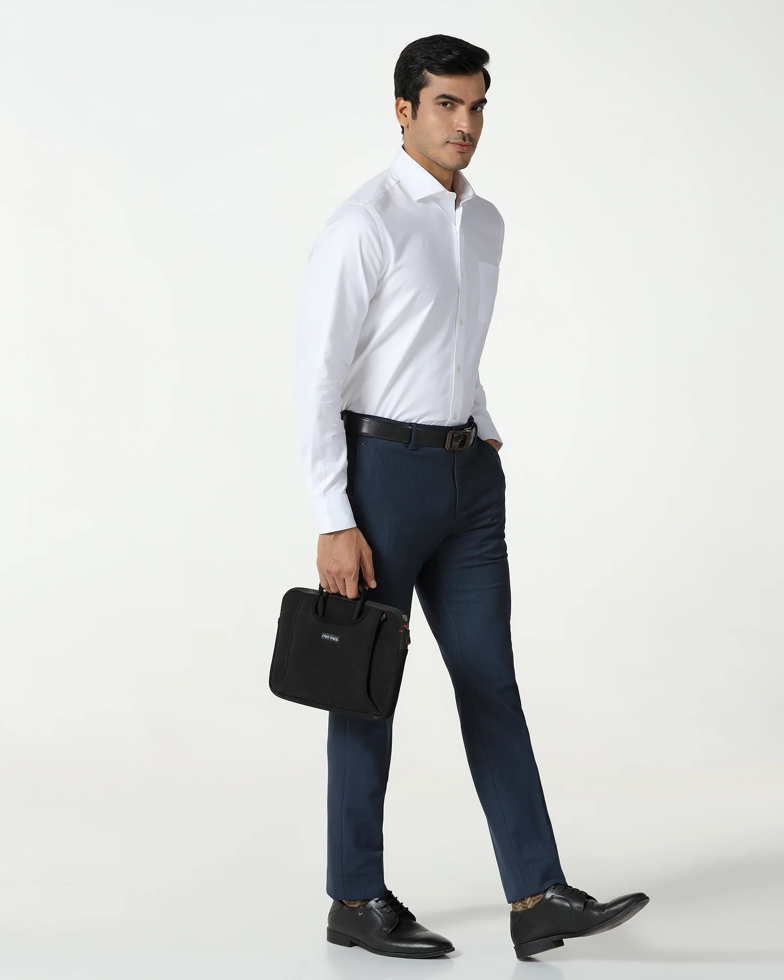 Navy Textured Trouser - Chivas - Image 7