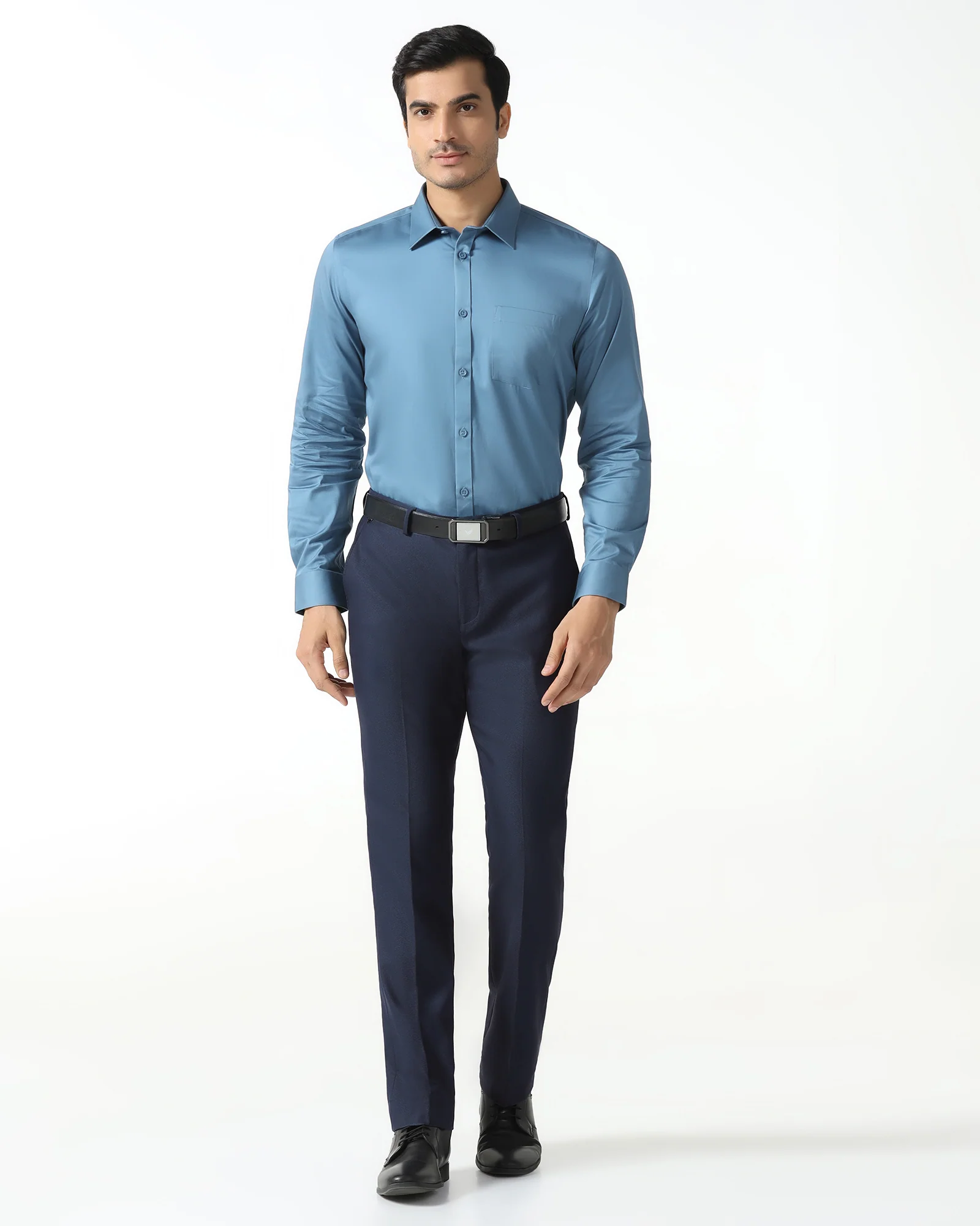 Navy Textured Trouser - Monk