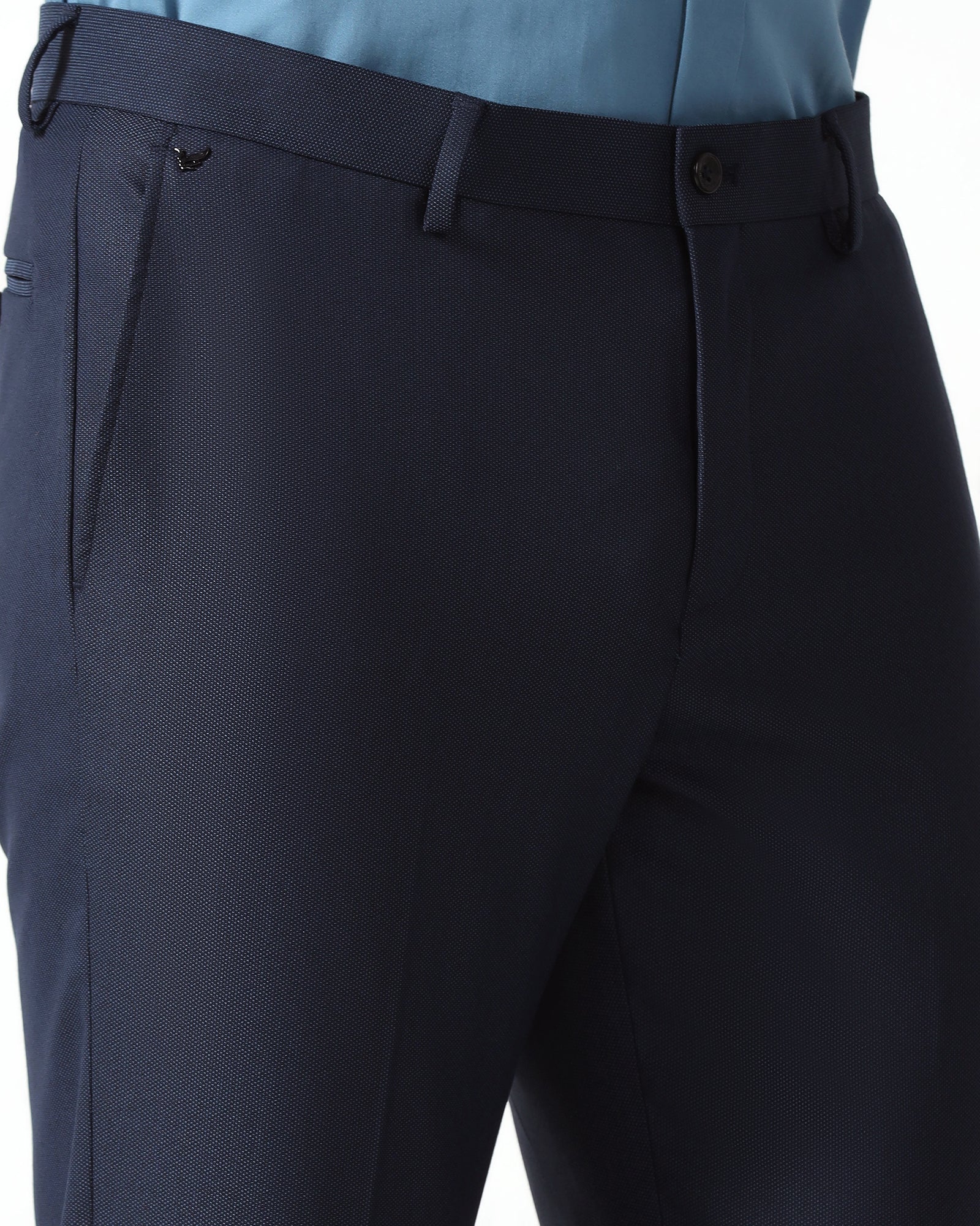 Navy Textured Trouser - Monk - Image 4