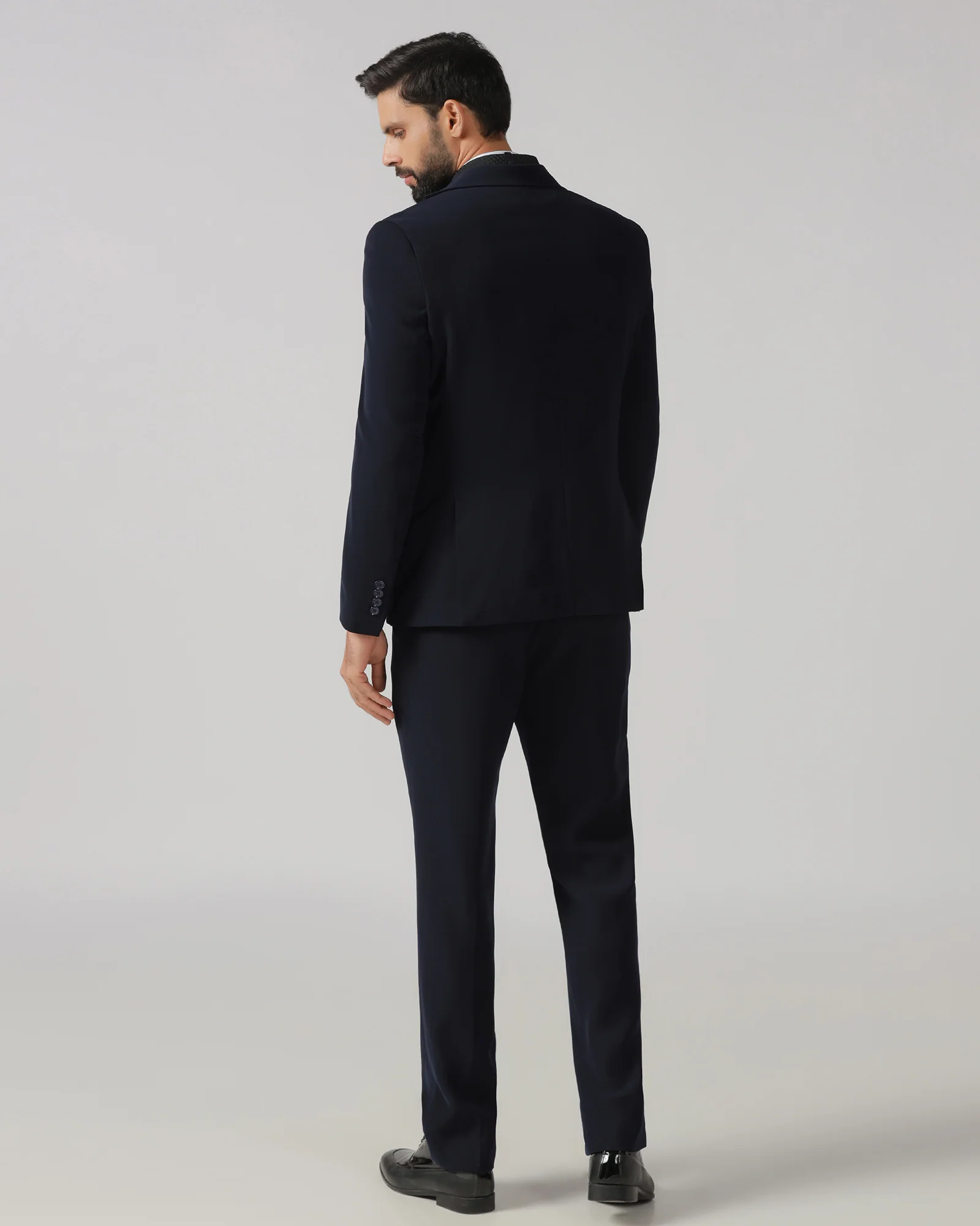 Navy Three Piece Solid Suit - Gossner - Image 2
