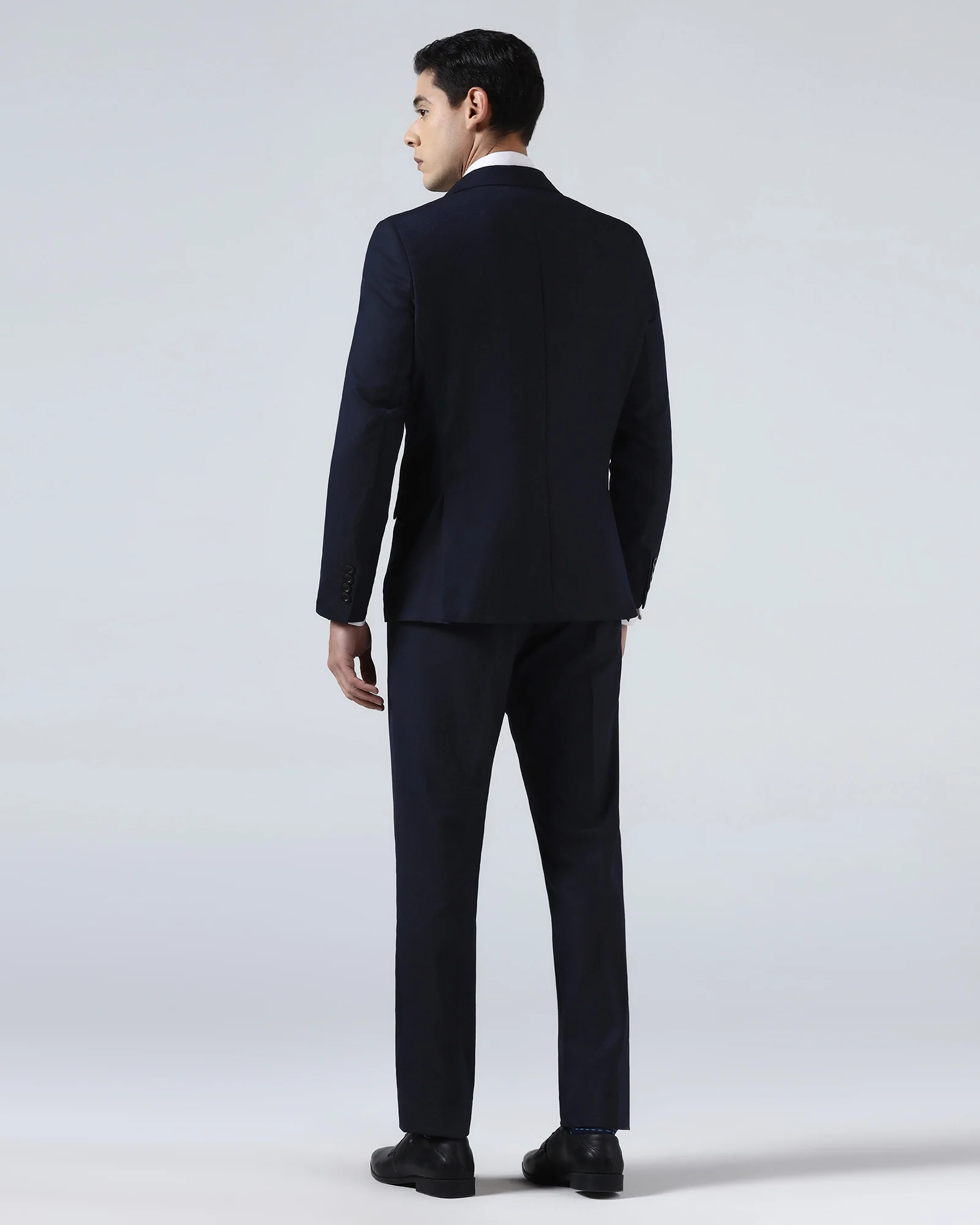Navy Three Piece Textured Suit - Terrazo - Image 2