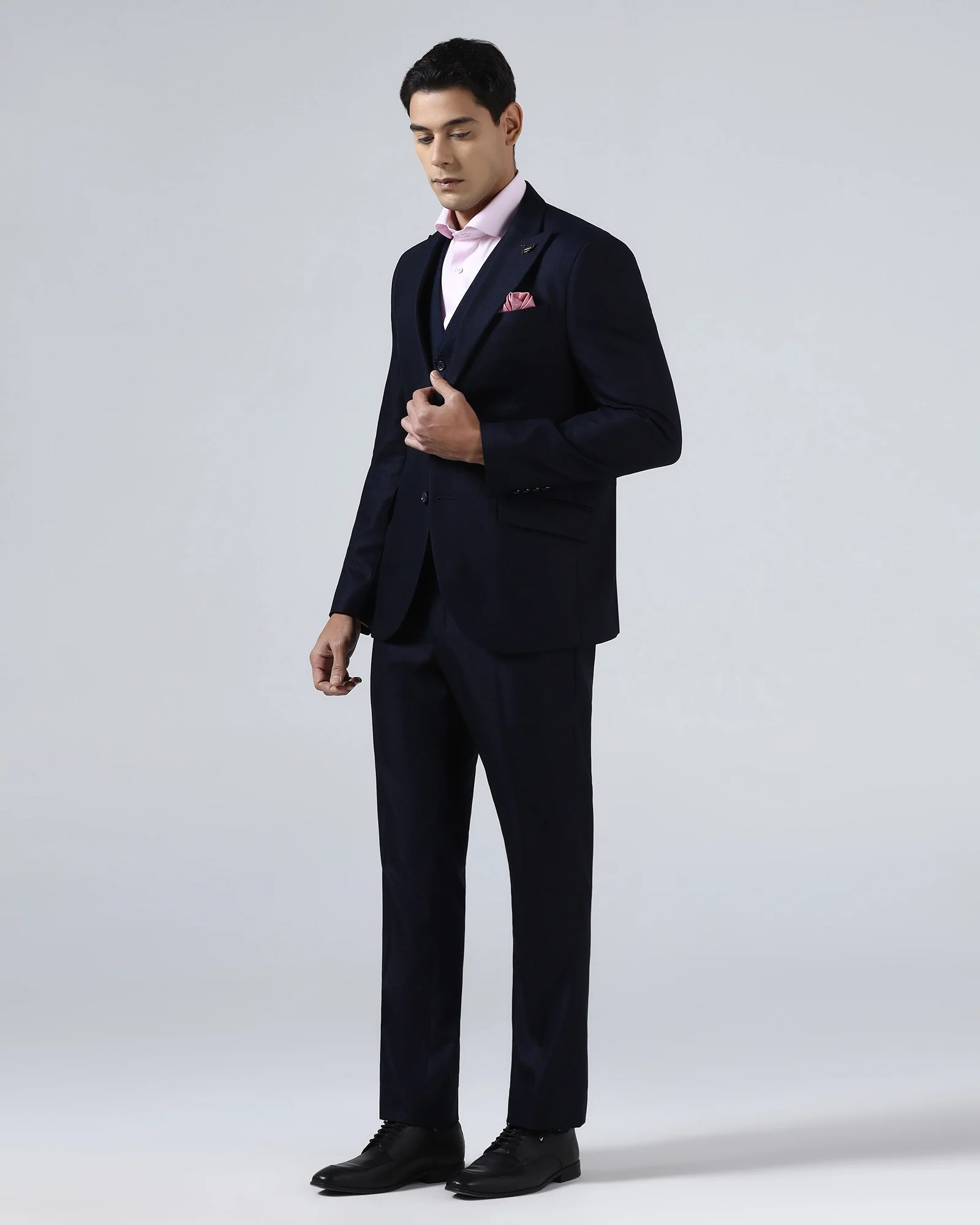 Navy Three Piece Textured Suit - Venmo - Image 3