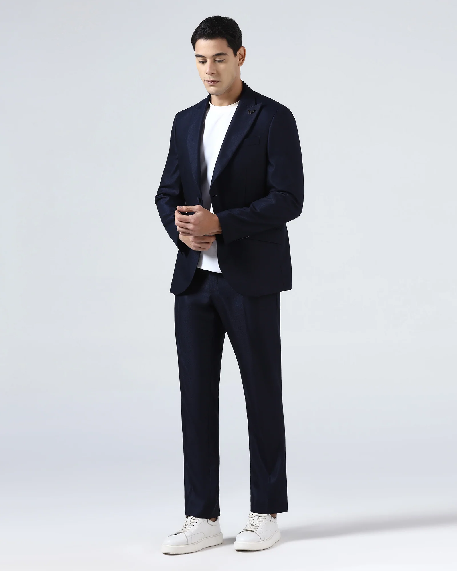 Navy Three Piece Textured Suit - Venmo - Image 6
