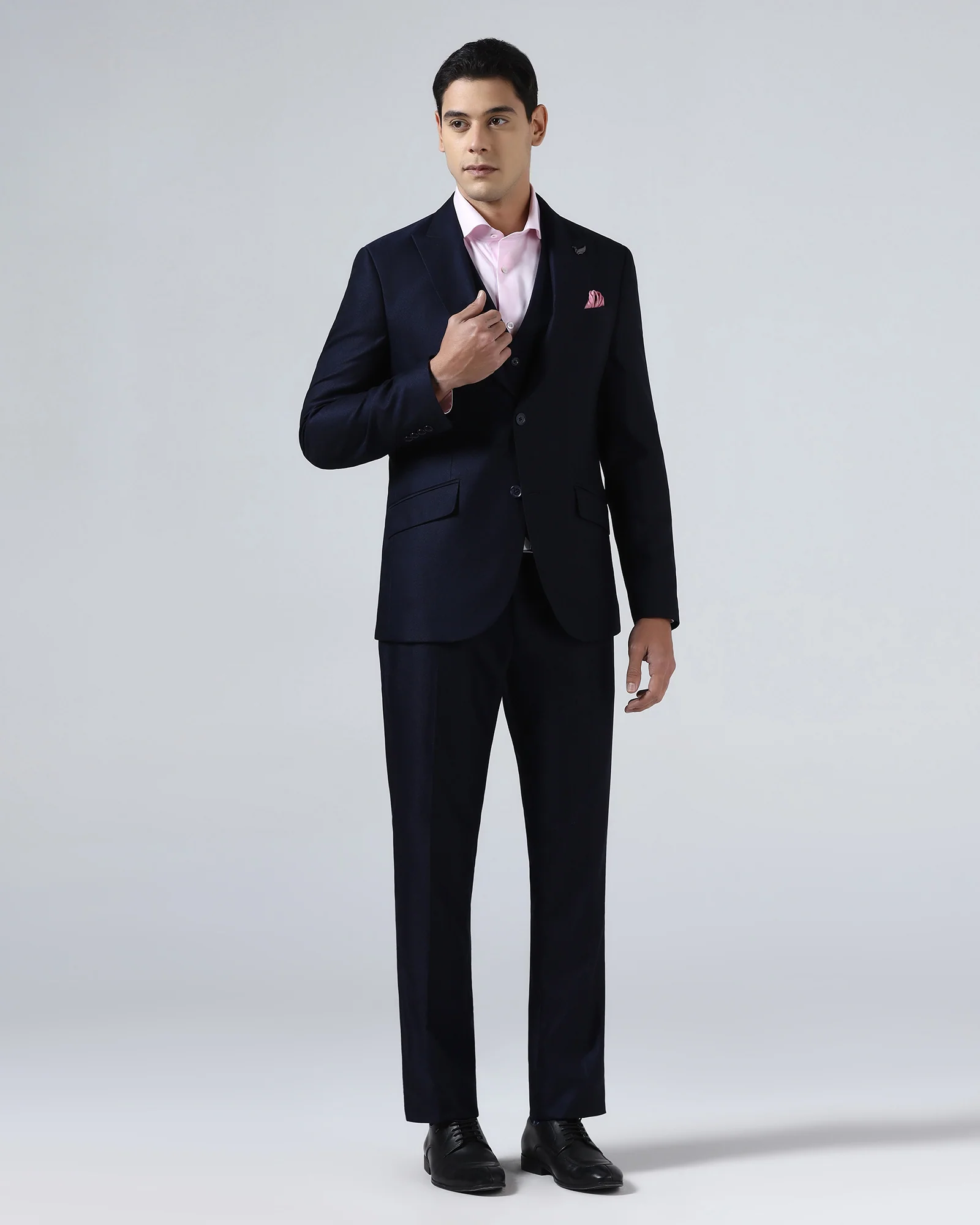 Navy Three Piece Textured Suit - Venmo - Image 7