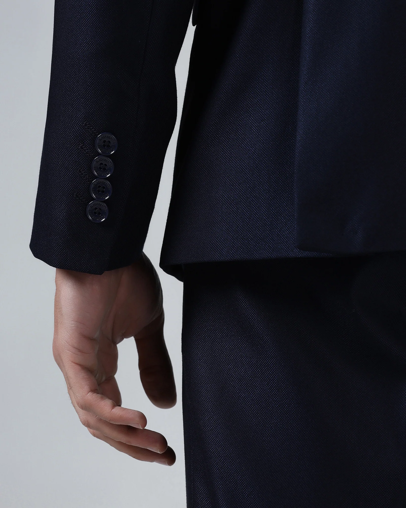Navy Three Piece Textured Suit - Venmo - Image 9