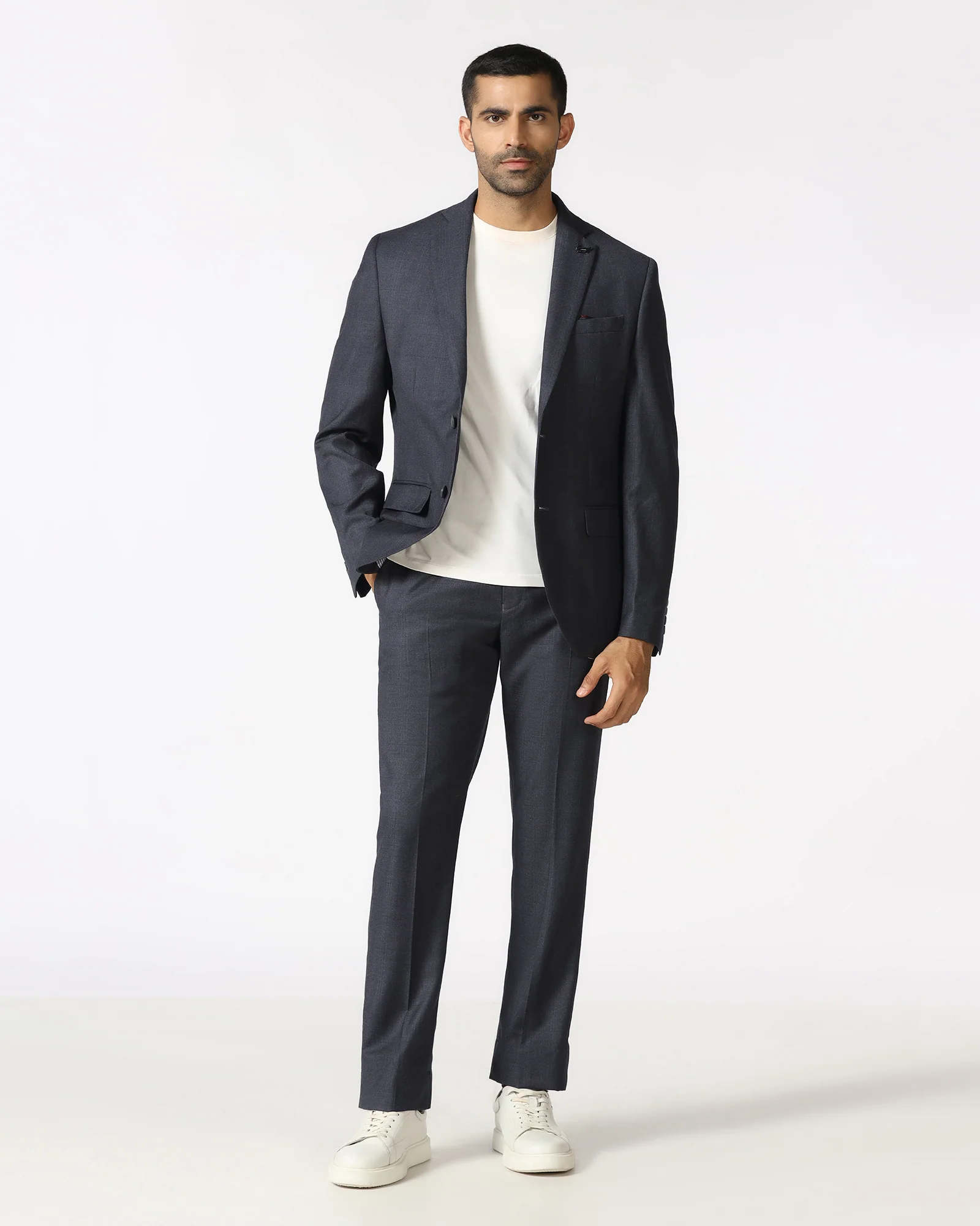 Navy Two Piece Check Suit - Donet - Image 6