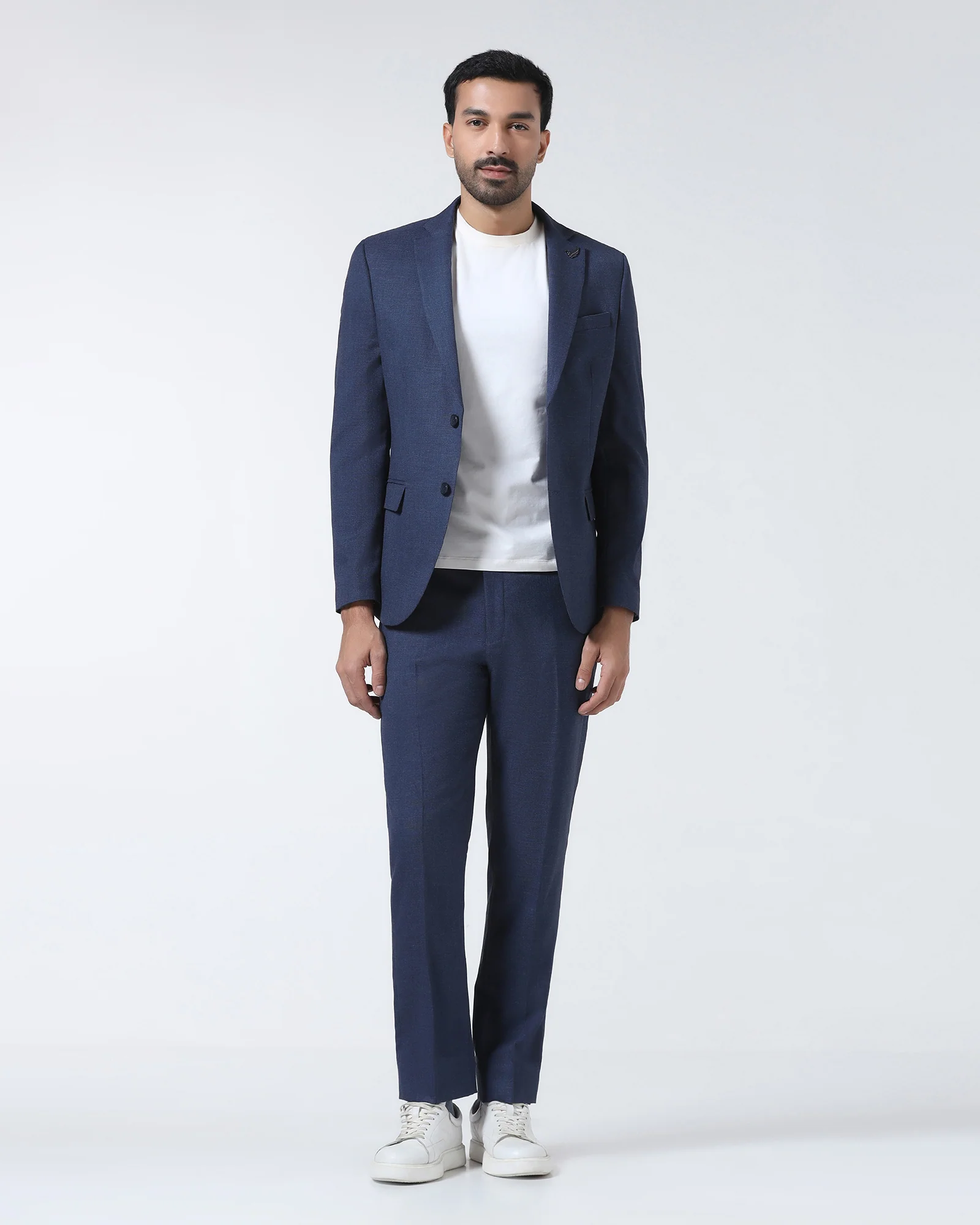 Navy Two Piece Textured Suit - Rex - Image 6