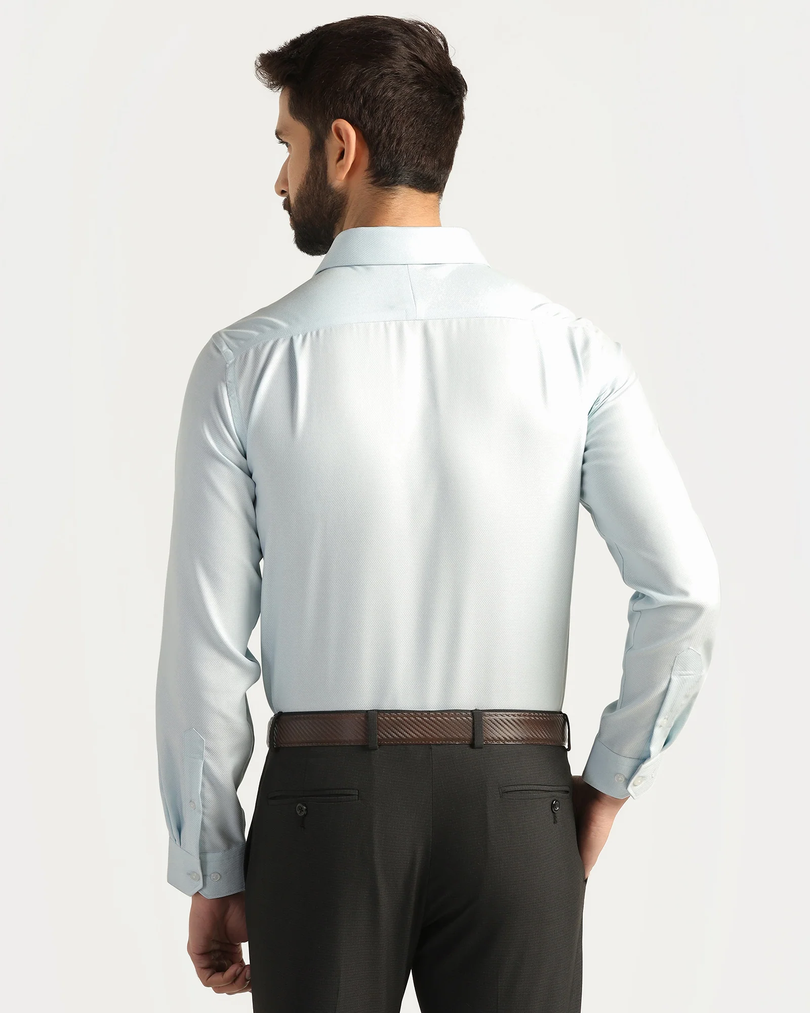 Non Iron Formal Aqua Textured Shirt - Bridge - Image 2