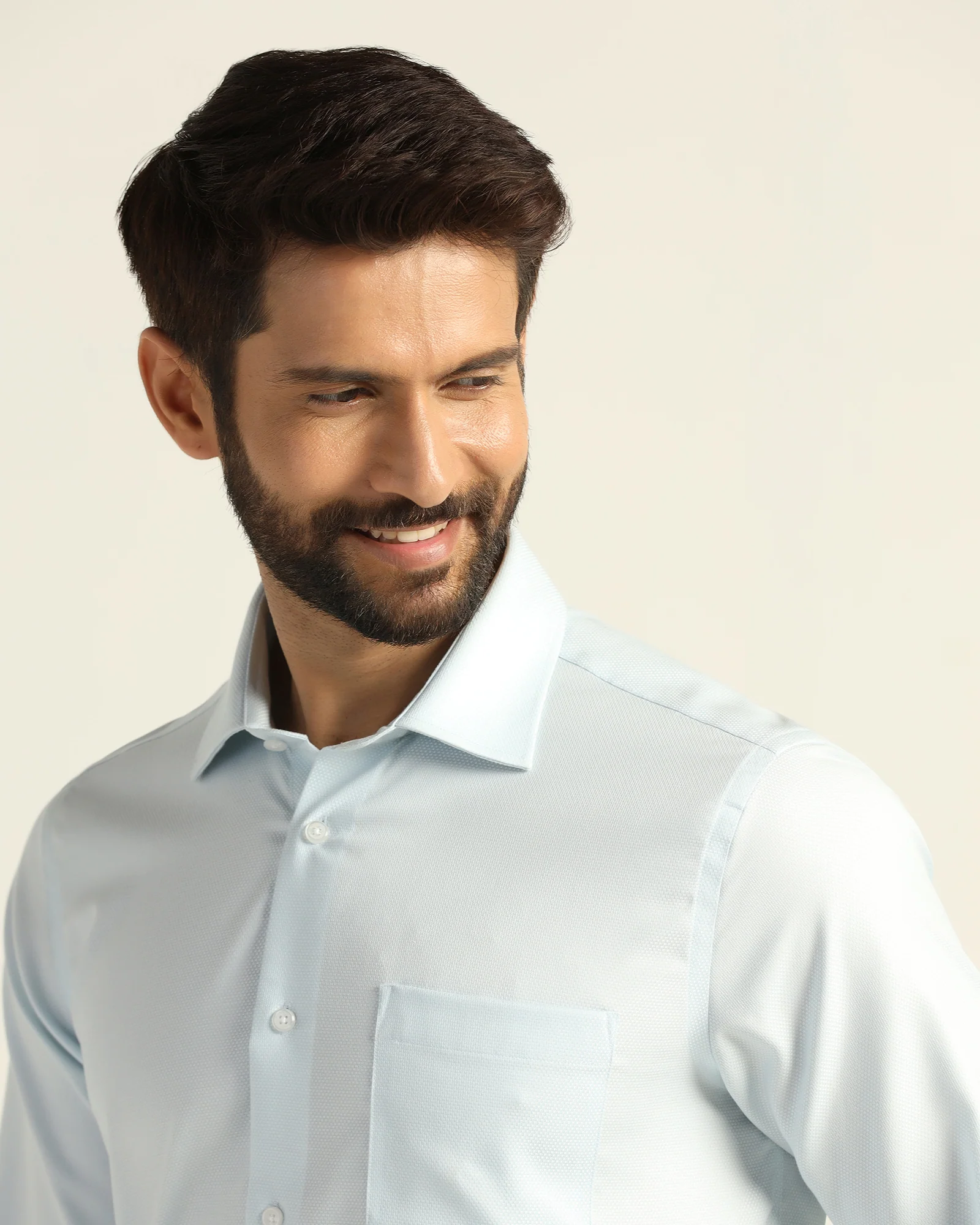 Non Iron Formal Aqua Textured Shirt - Bridge - Image 4