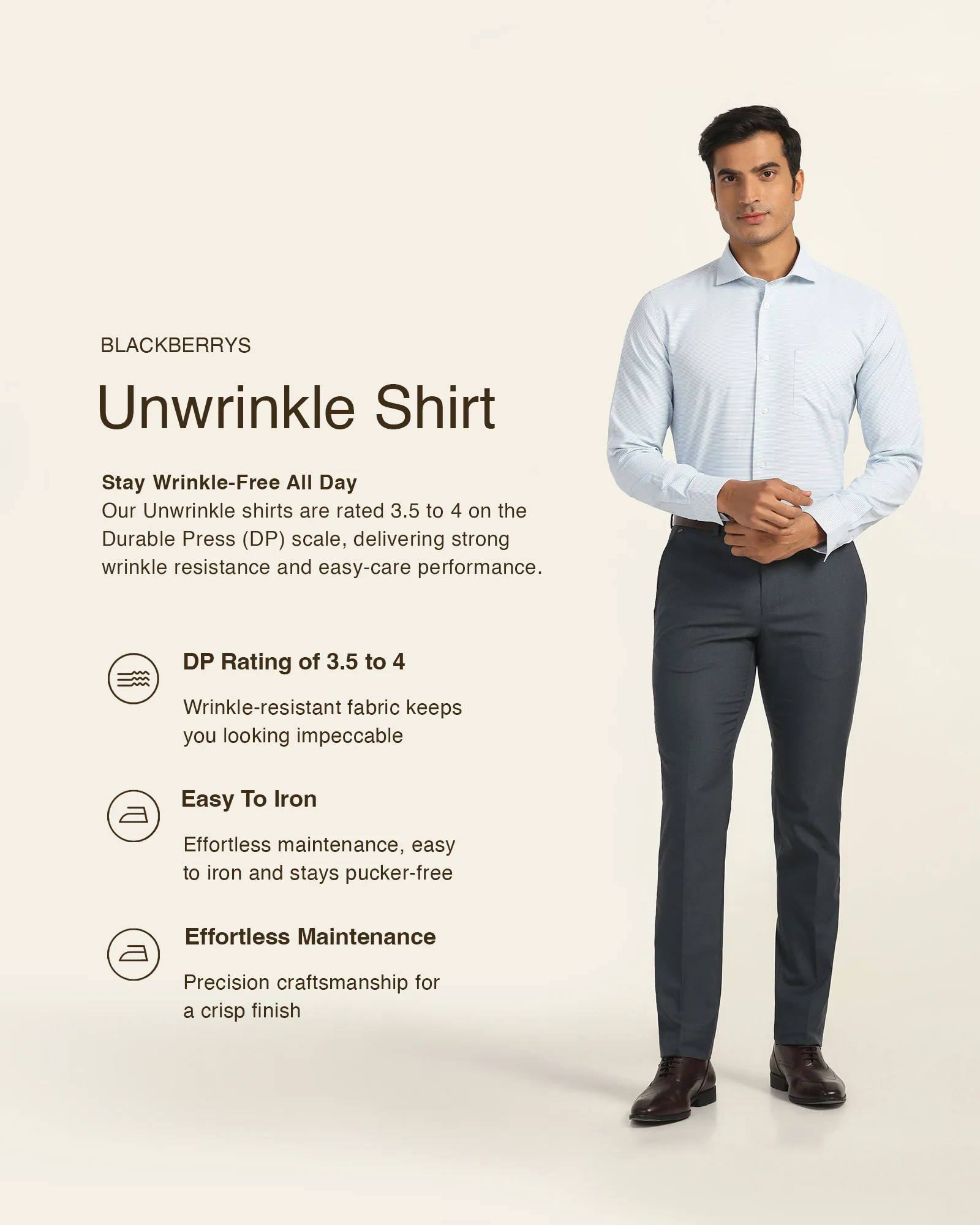 Non Iron Formal Aqua Textured Shirt - Wise - Image 3