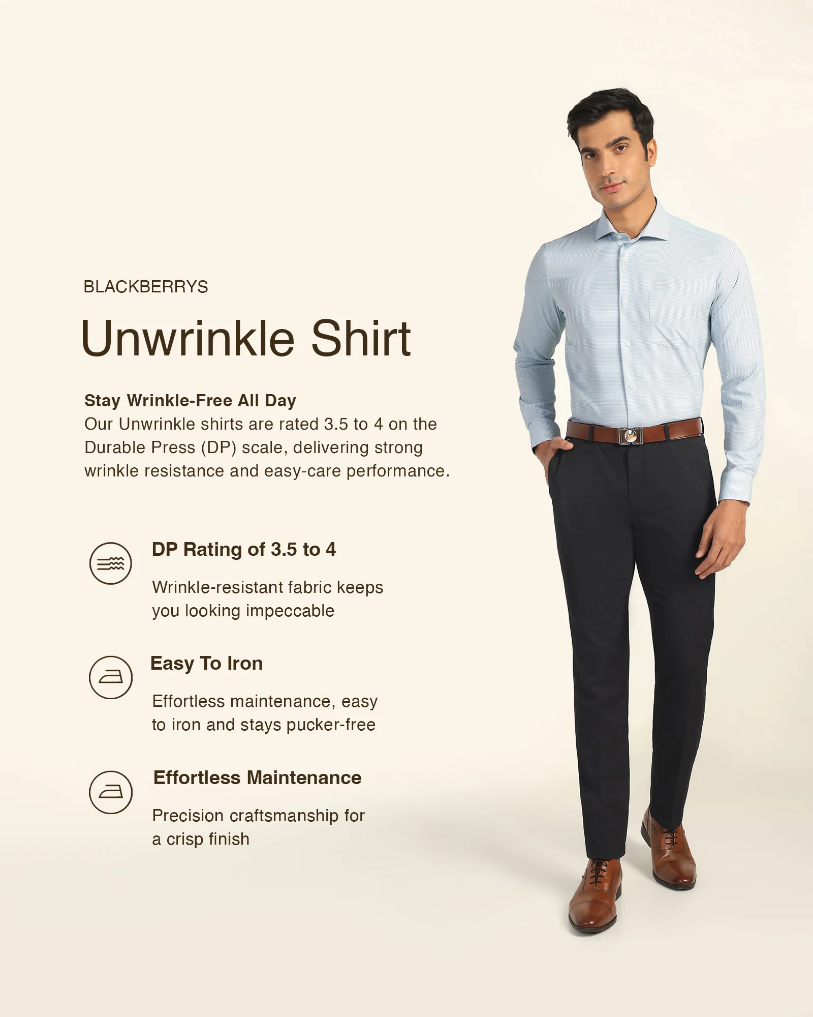 Non Iron Formal Blue Textured Shirt - Wise - Image 3