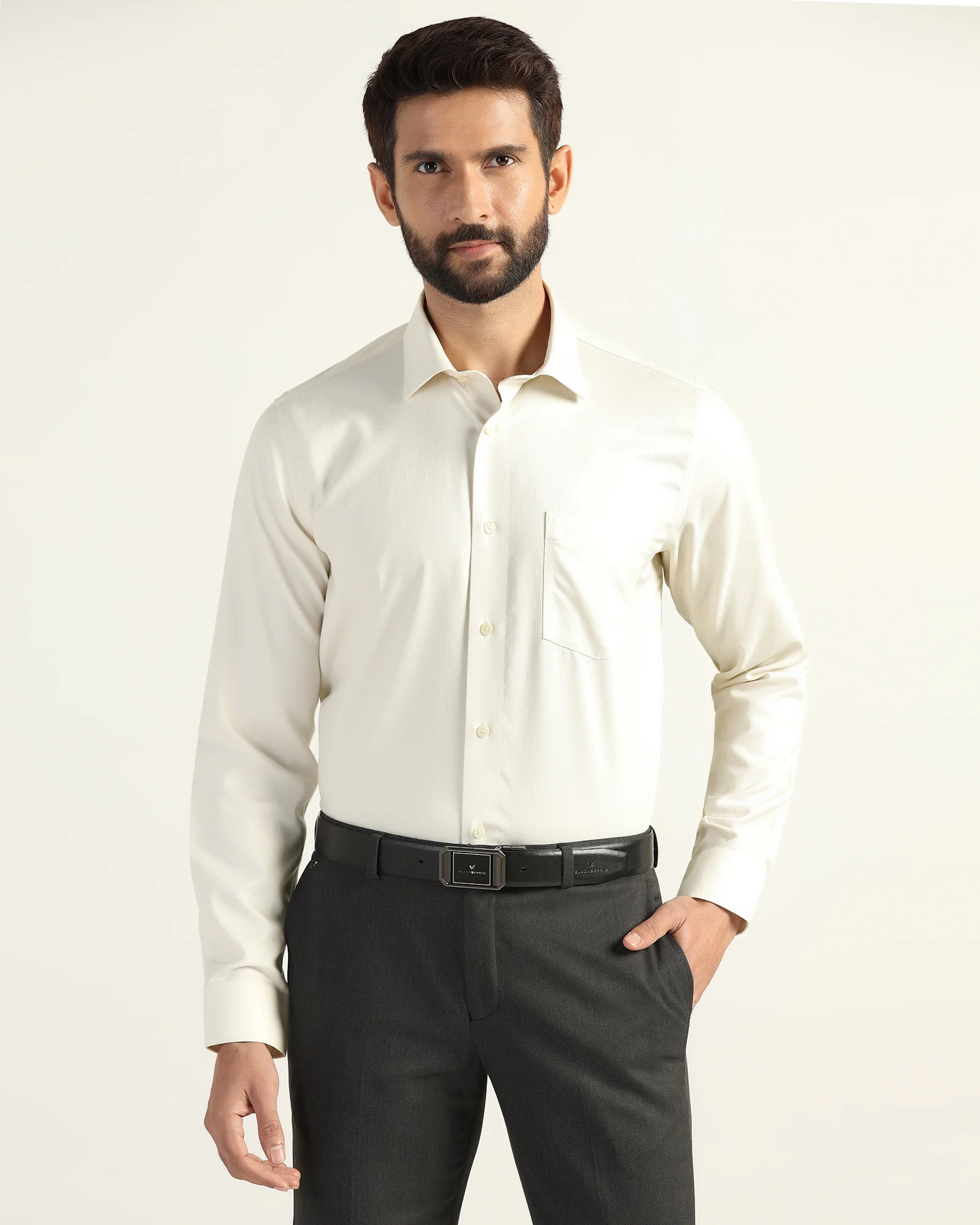 Non Iron Formal Cream Textured Shirt - E31 - Image 7