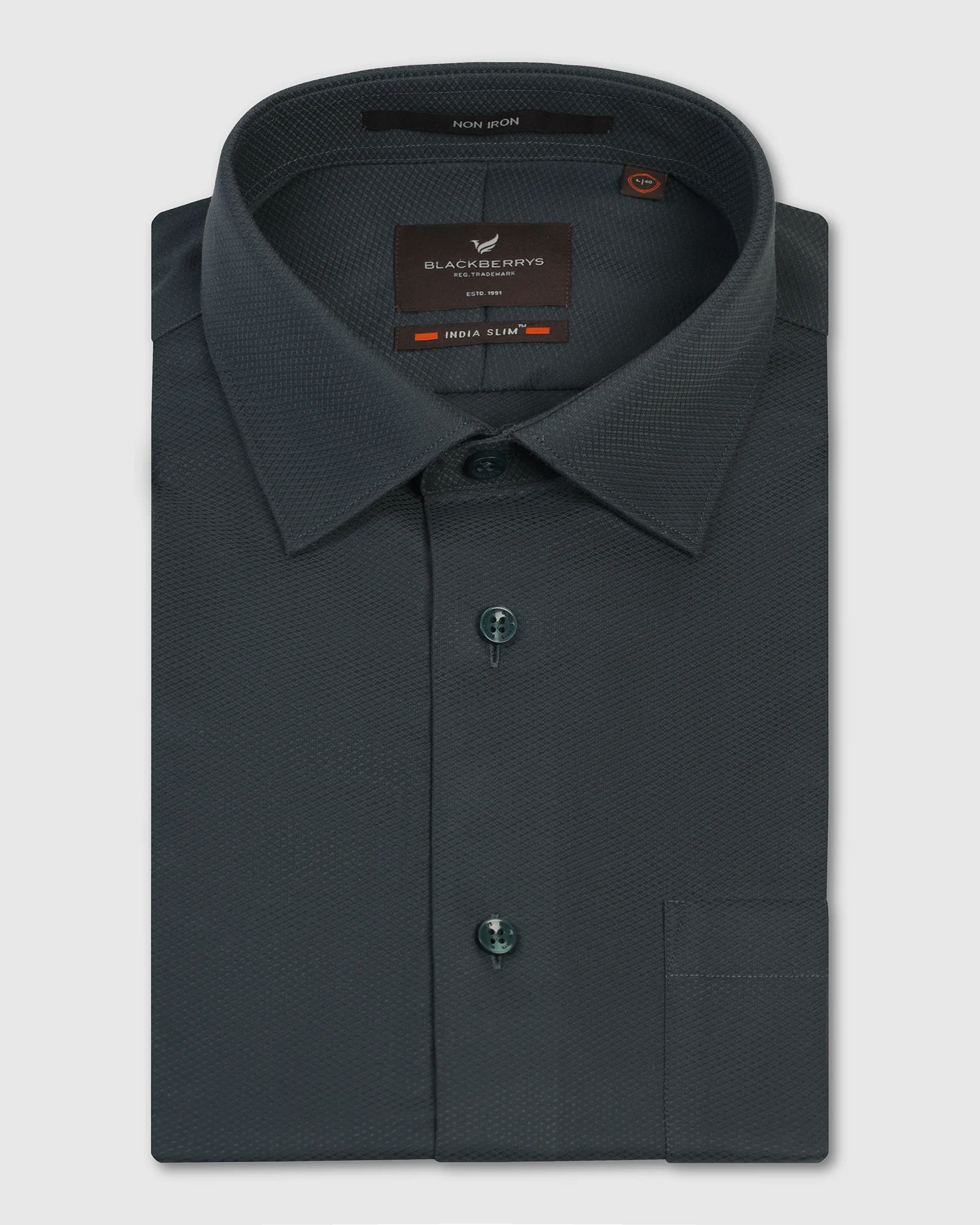 Non Iron Formal Dark Green Solid Shirt - P31 - Image 5