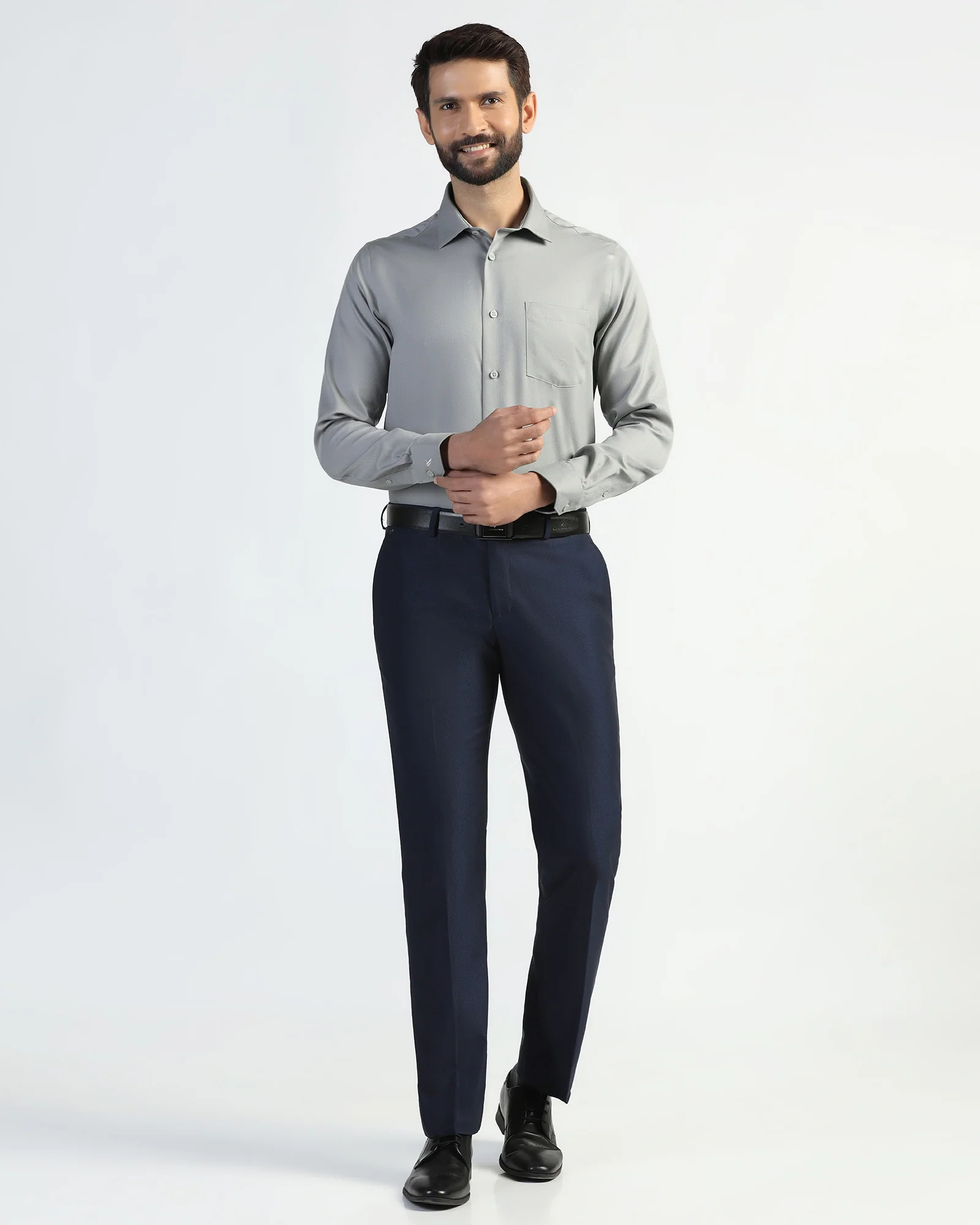Non Iron Formal Grey Solid Shirt - P31 - Image 3