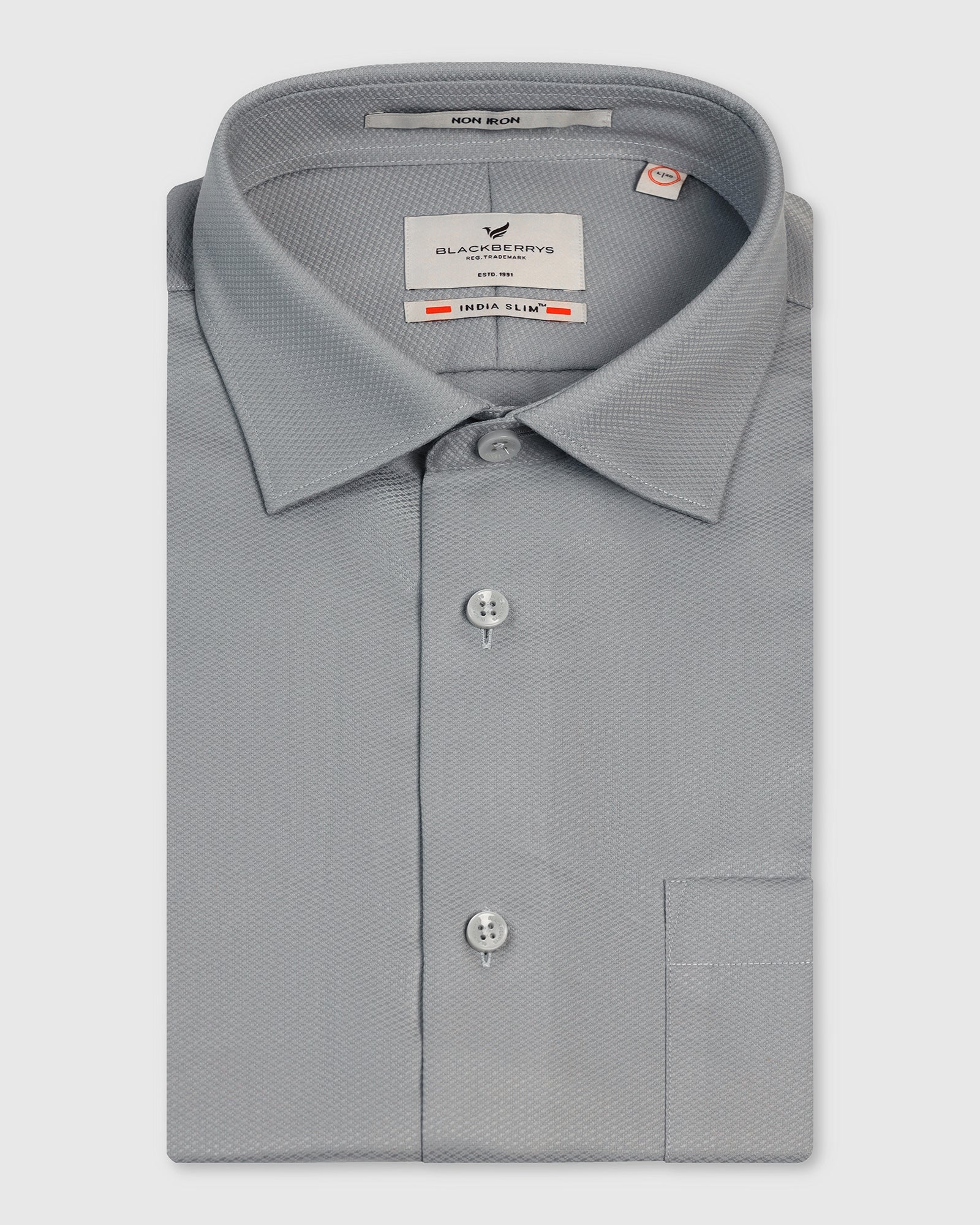 Non Iron Formal Grey Solid Shirt - P31 - Image 5