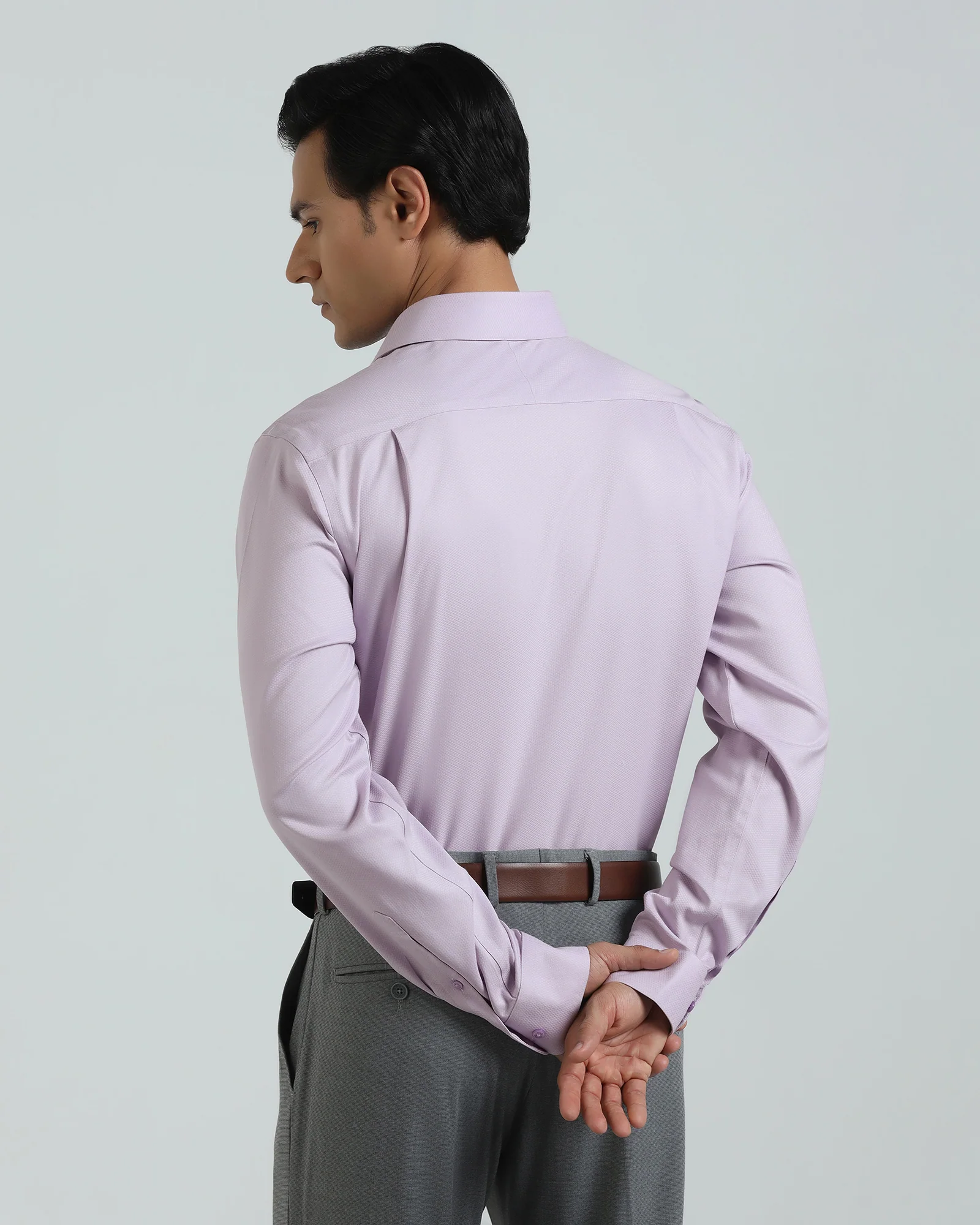 Non Iron Formal Lavender Textured Shirt - E31 - Image 2