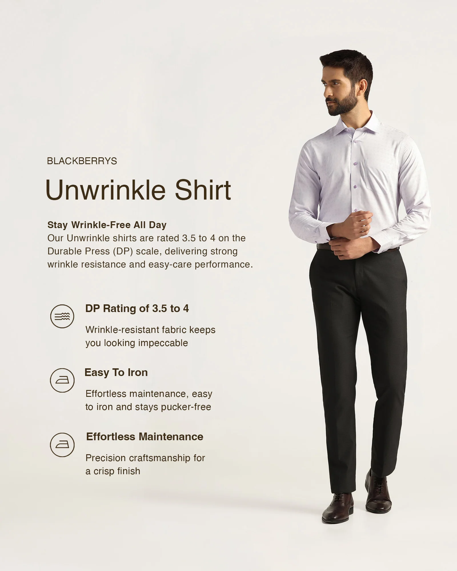 Non Iron Formal Lavender Textured Shirt - Wynn - Image 3