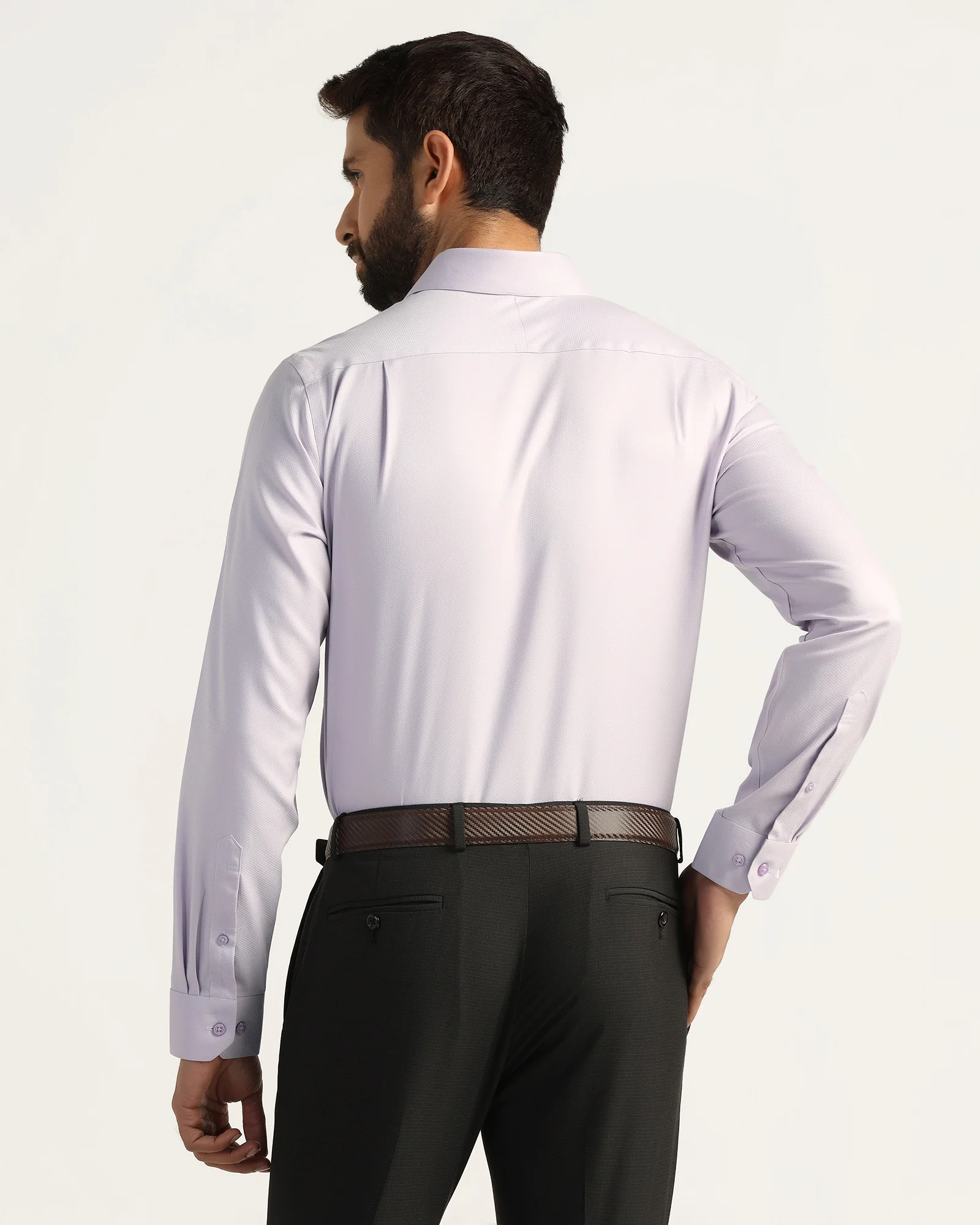 Non Iron Formal Lilac Textured Shirt - Bridge - Image 2
