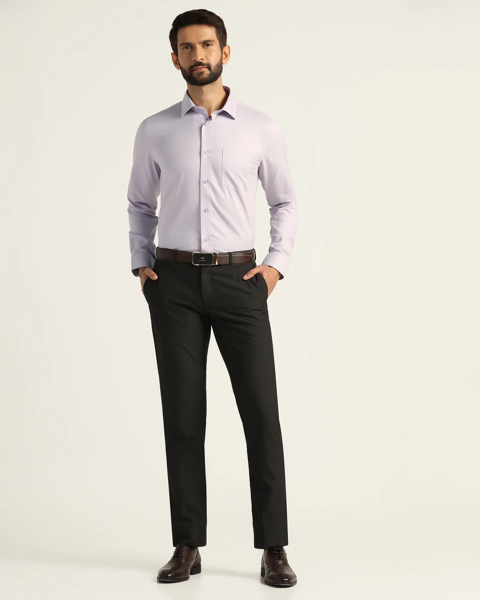 Non Iron Formal Lilac Textured Shirt - Bridge - Image 8
