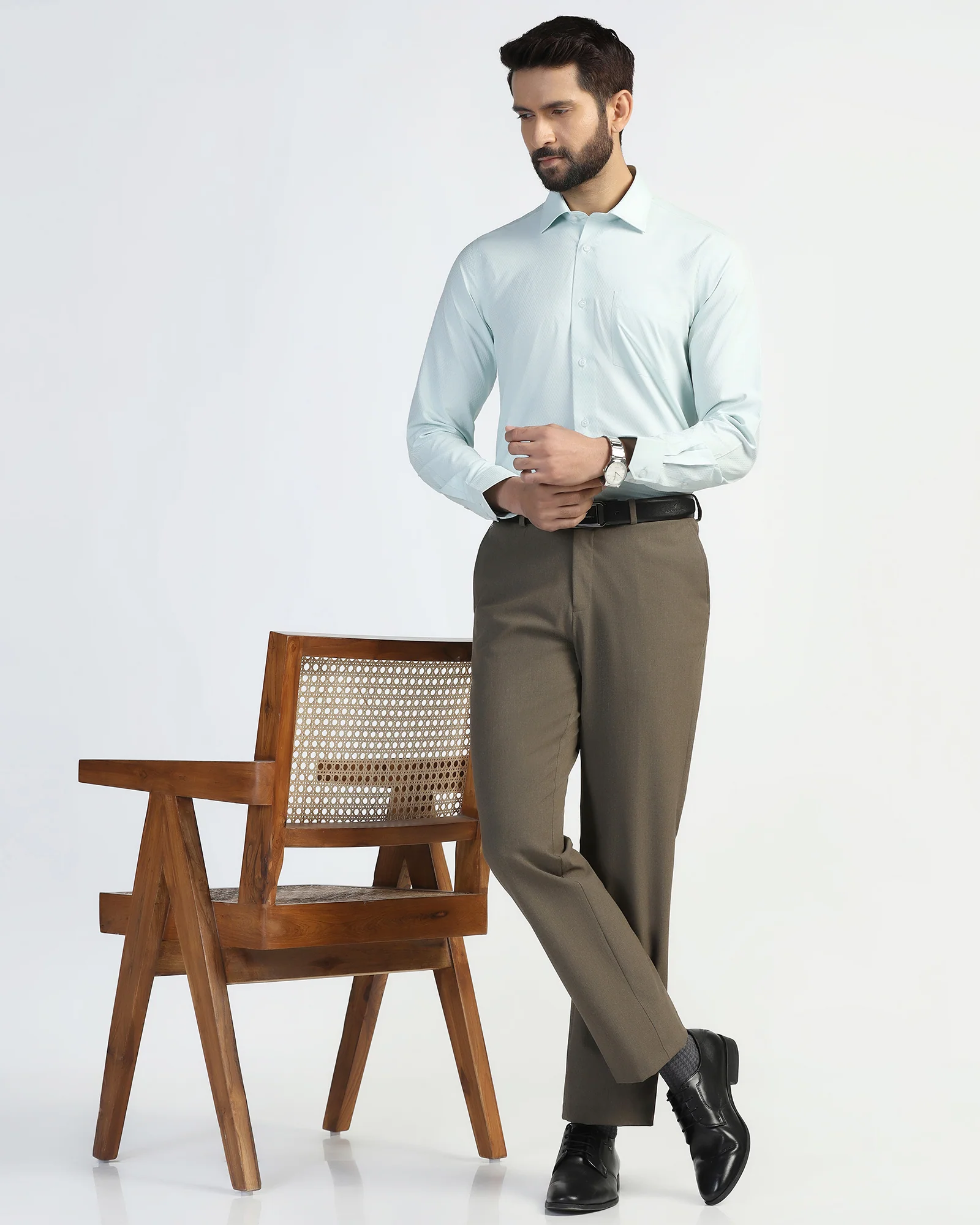 Non Iron Formal Mint Textured Shirt - Wren - Image 7