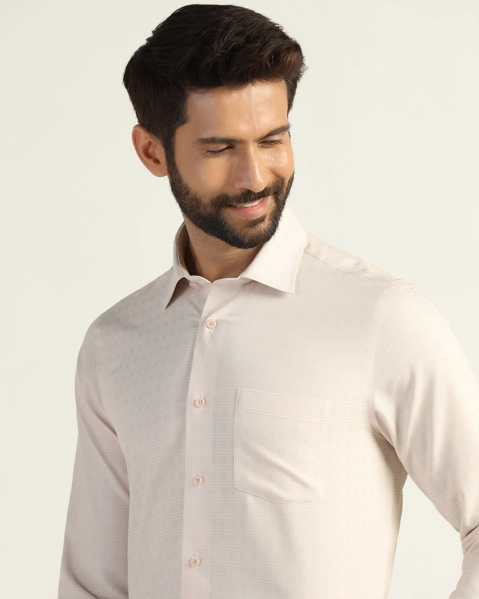 Non Iron Formal Peach Textured Shirt - Wynn - Image 4