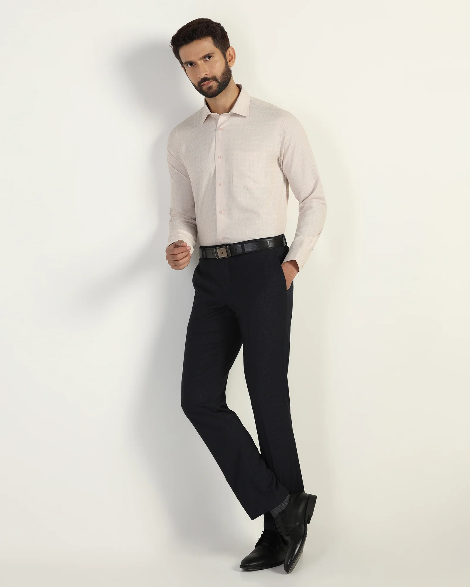 Non Iron Formal Peach Textured Shirt - Wynn - Image 7