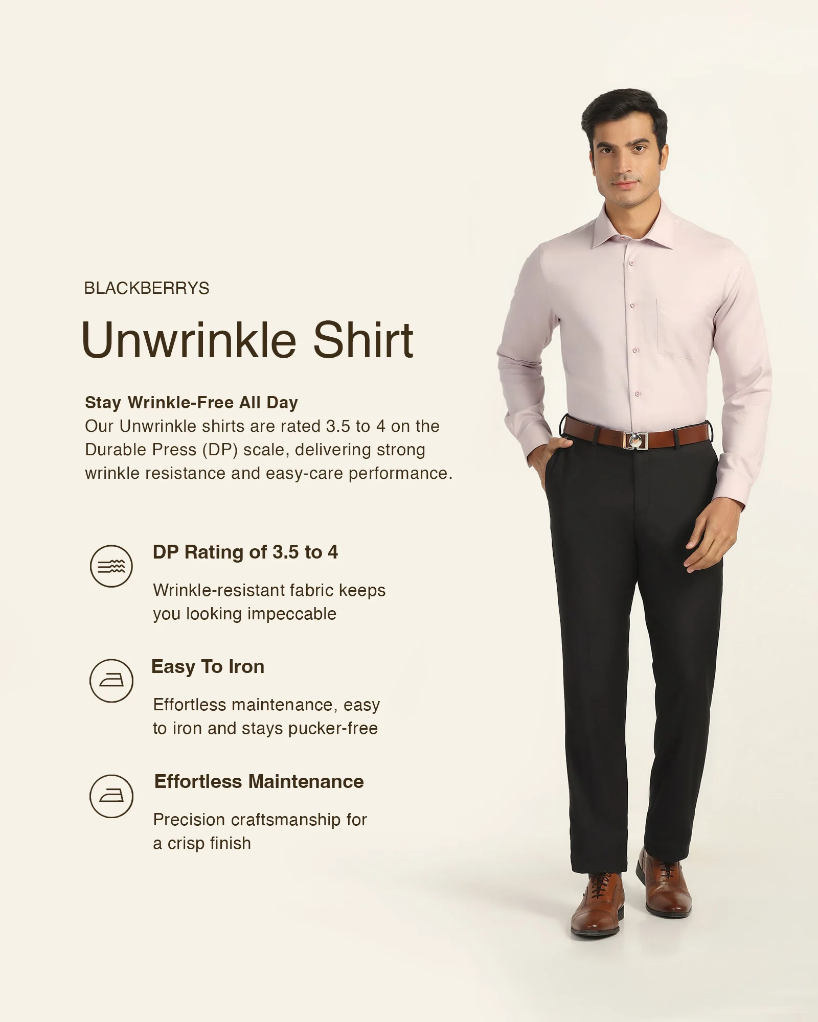 Non Iron Formal Pink Solid Shirt - P31 - Image 3