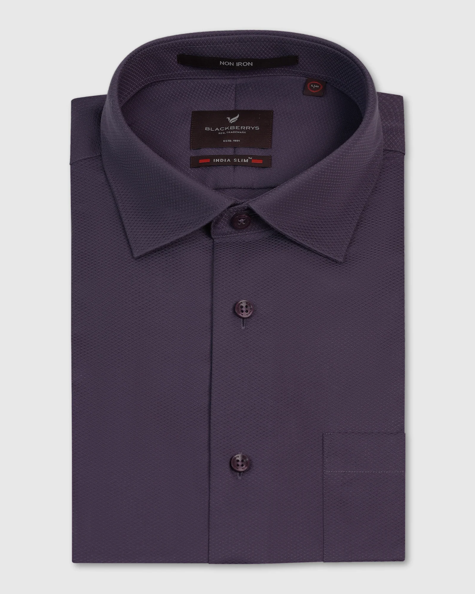 Non Iron Formal Purple Solid Shirt - P31 - Image 5
